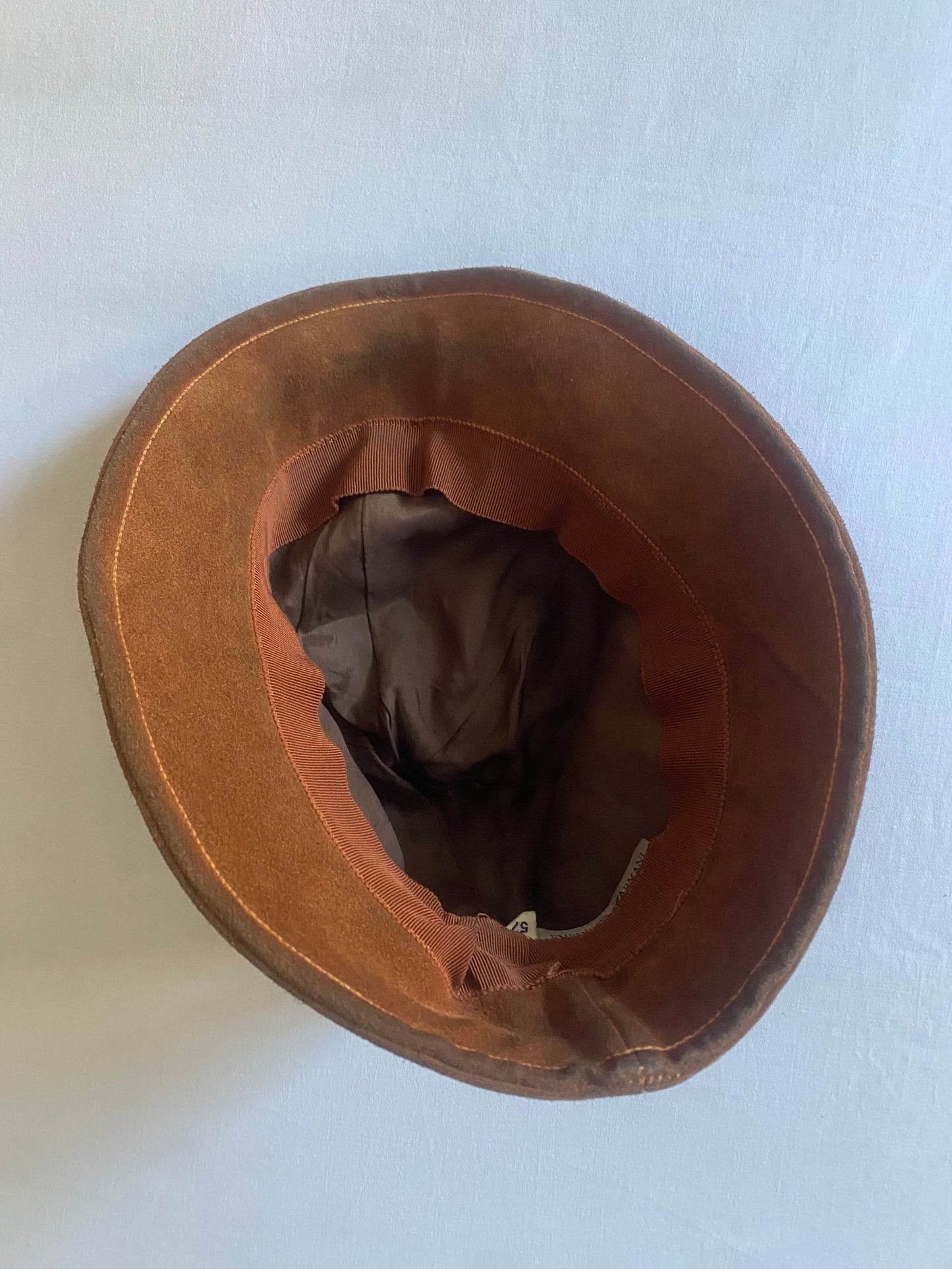 Vintage 90's Emporio Armani Brown Suede Bucket Hat - anbracaminte