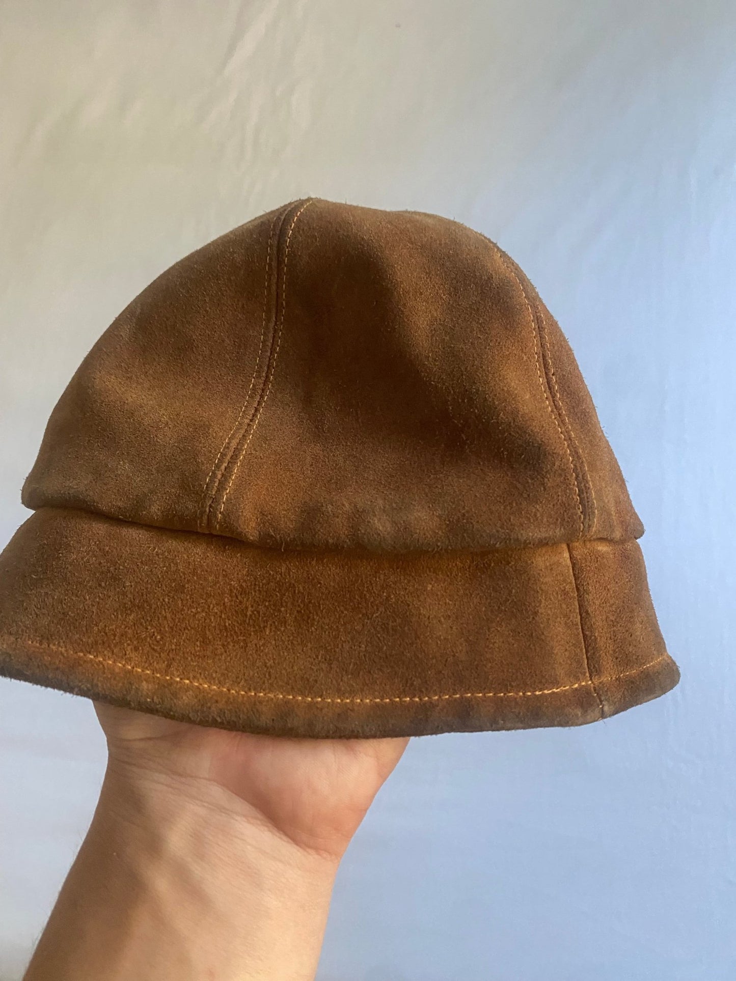Vintage 90's Emporio Armani Brown Suede Bucket Hat - anbracaminte