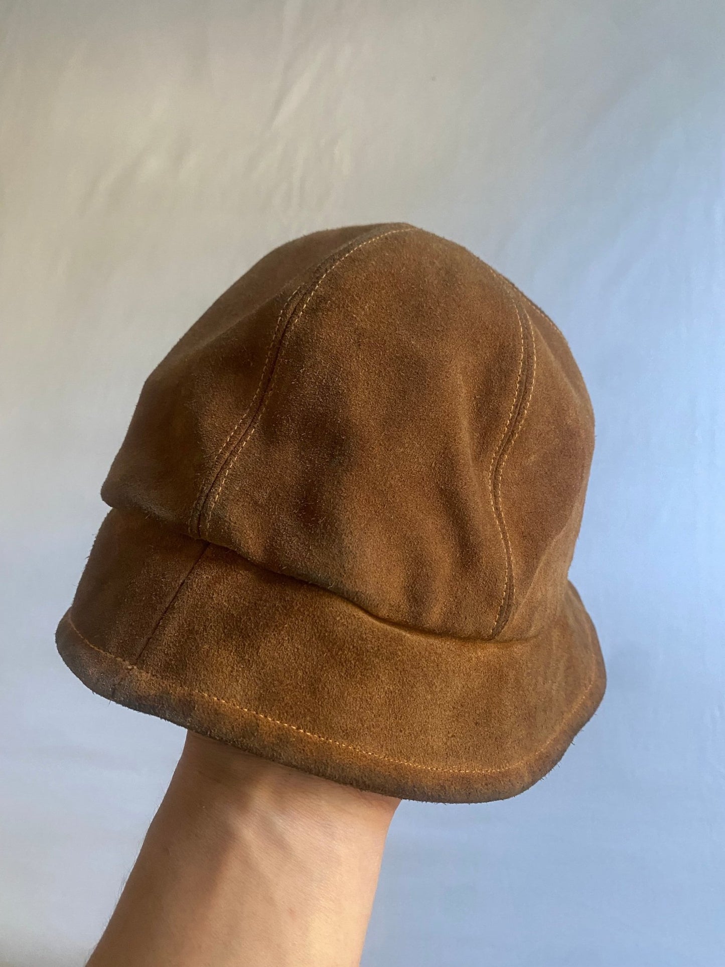 Vintage 90's Emporio Armani Brown Suede Bucket Hat - anbracaminte
