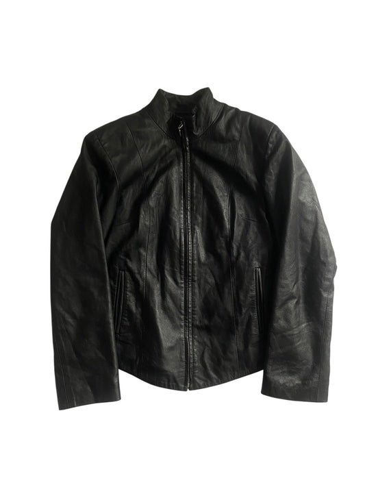 🖤 Vintage Black Leather Jacket – Women’s L - anbracaminte