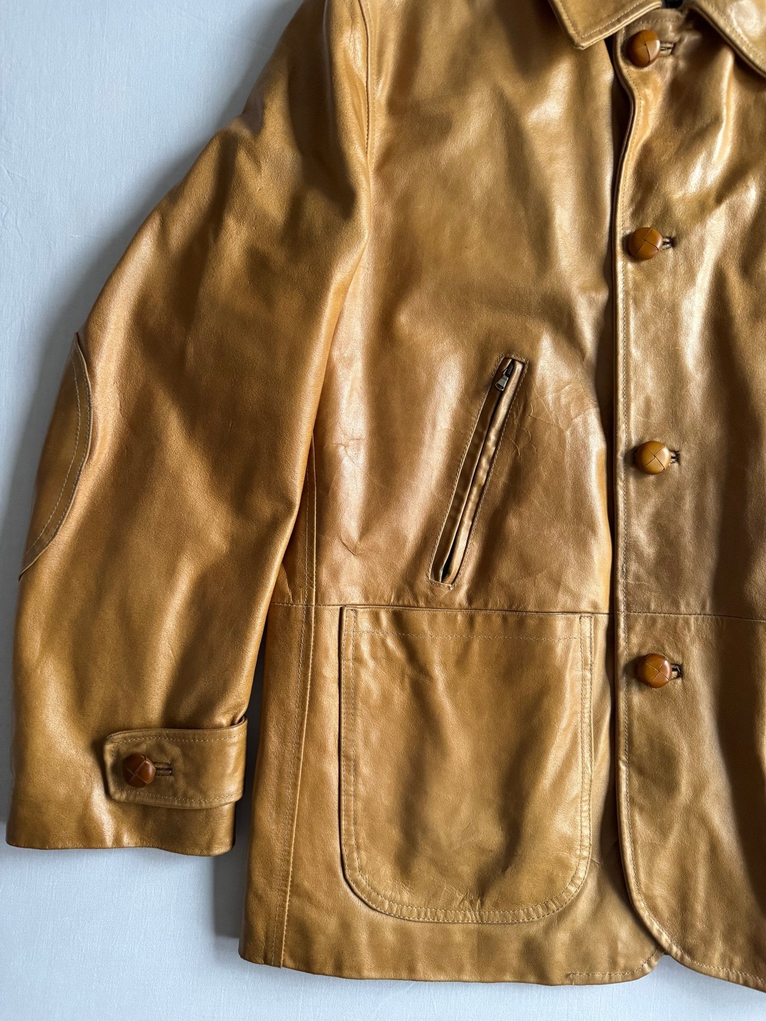 🥯 Vintage Chore Coat din Piele Maro Deschis - L (50) - anbracaminte