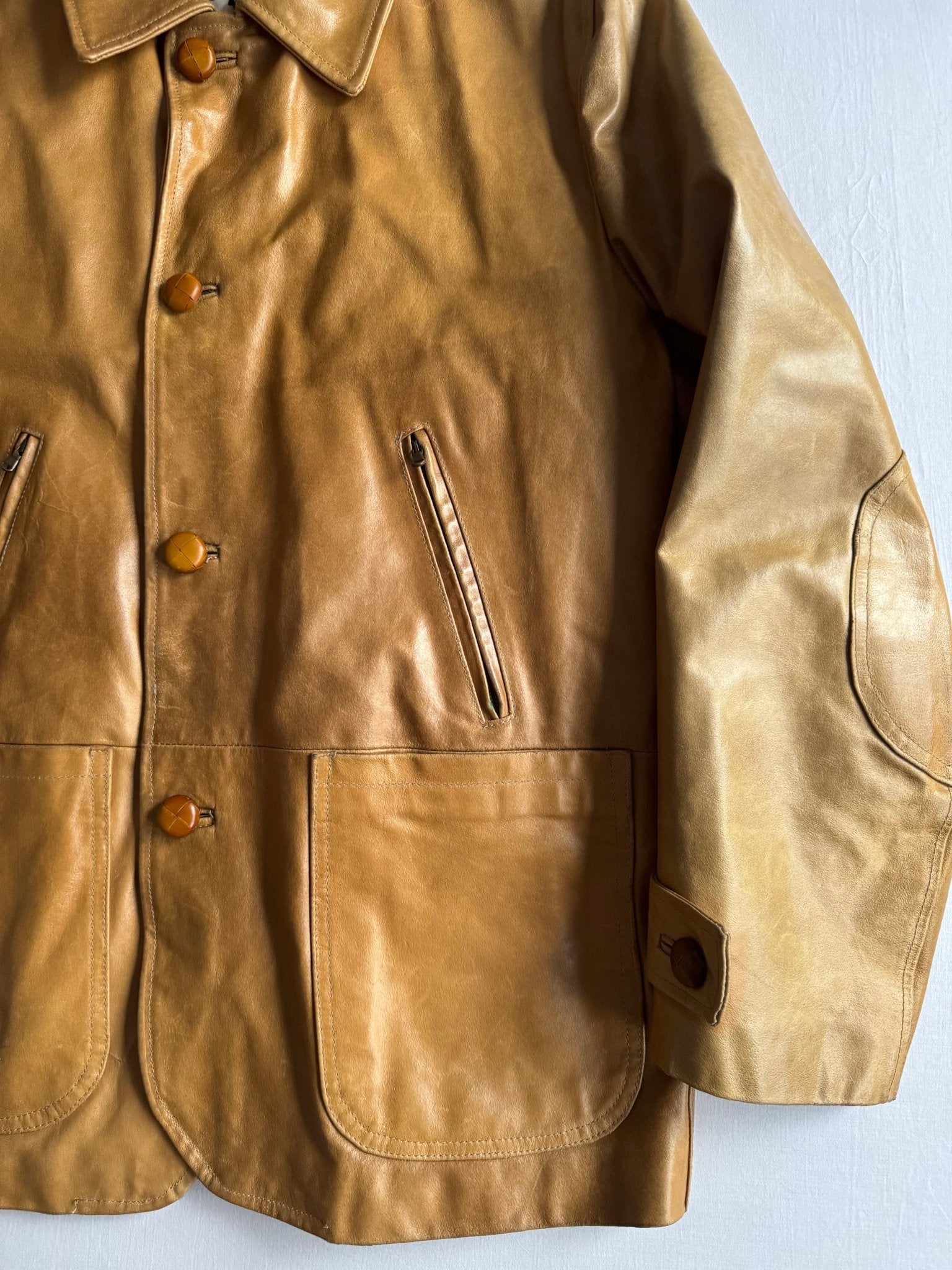 🥯 Vintage Chore Coat din Piele Maro Deschis - L (50) - anbracaminte
