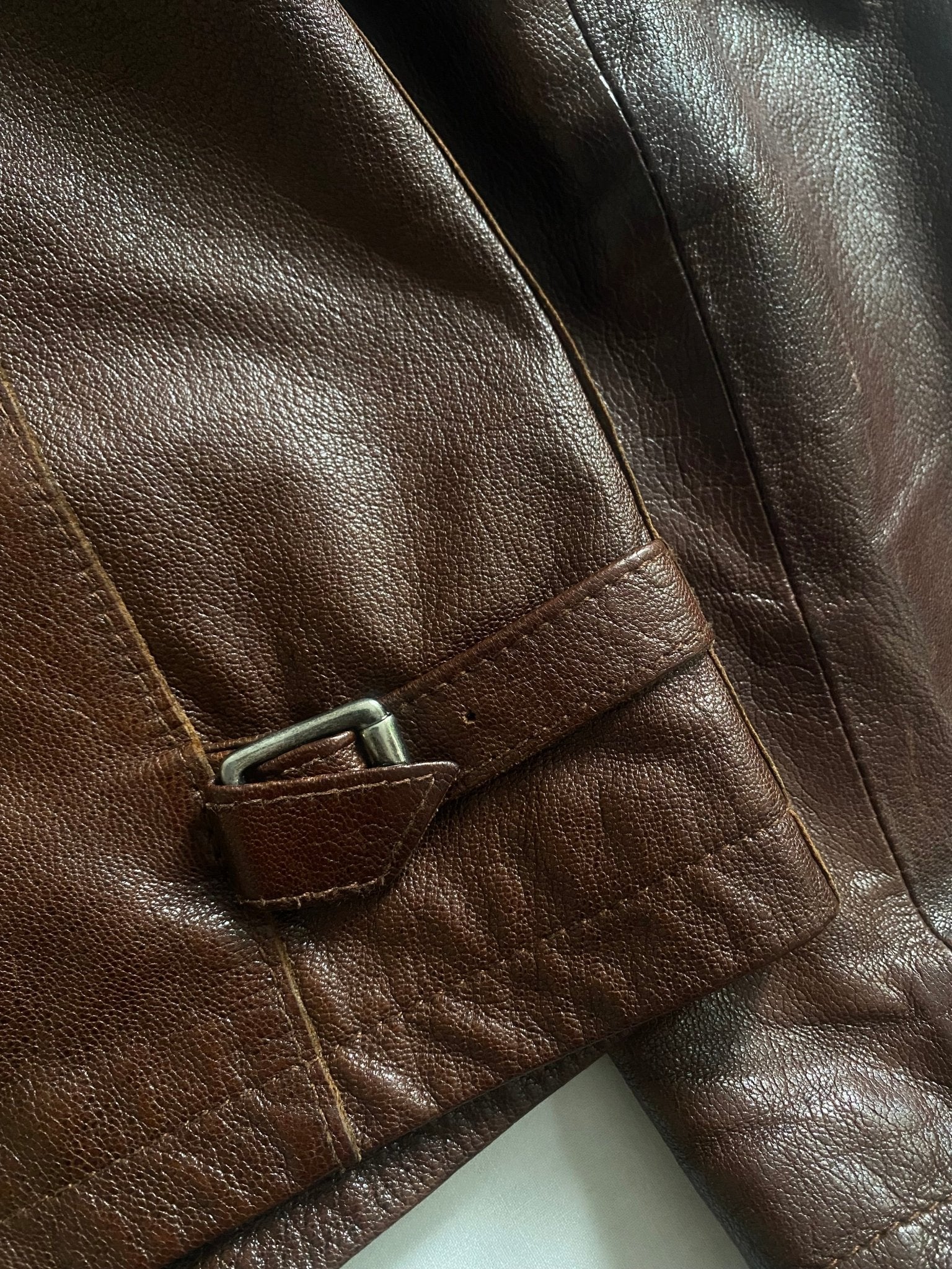 🧥 Vintage Dark Cognac Brown Café Racer Leather Jacket - anbracaminte