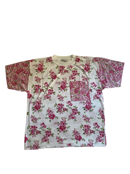 Vintage Floral Printed Chest Pocket Shirt - anbracaminte