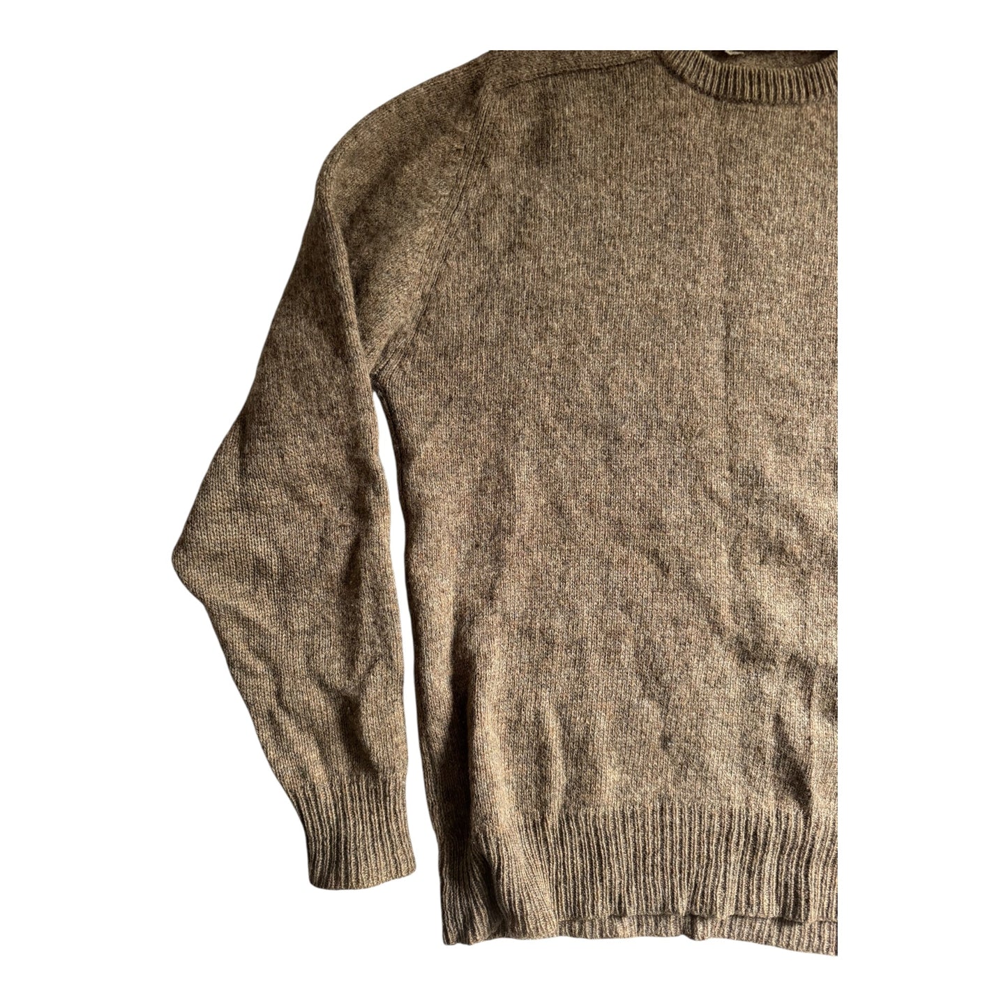 🐑 Vintage Oatmeal Shetland Wool Jumper – Men’s L – 100% Pure Wool - anbracaminte