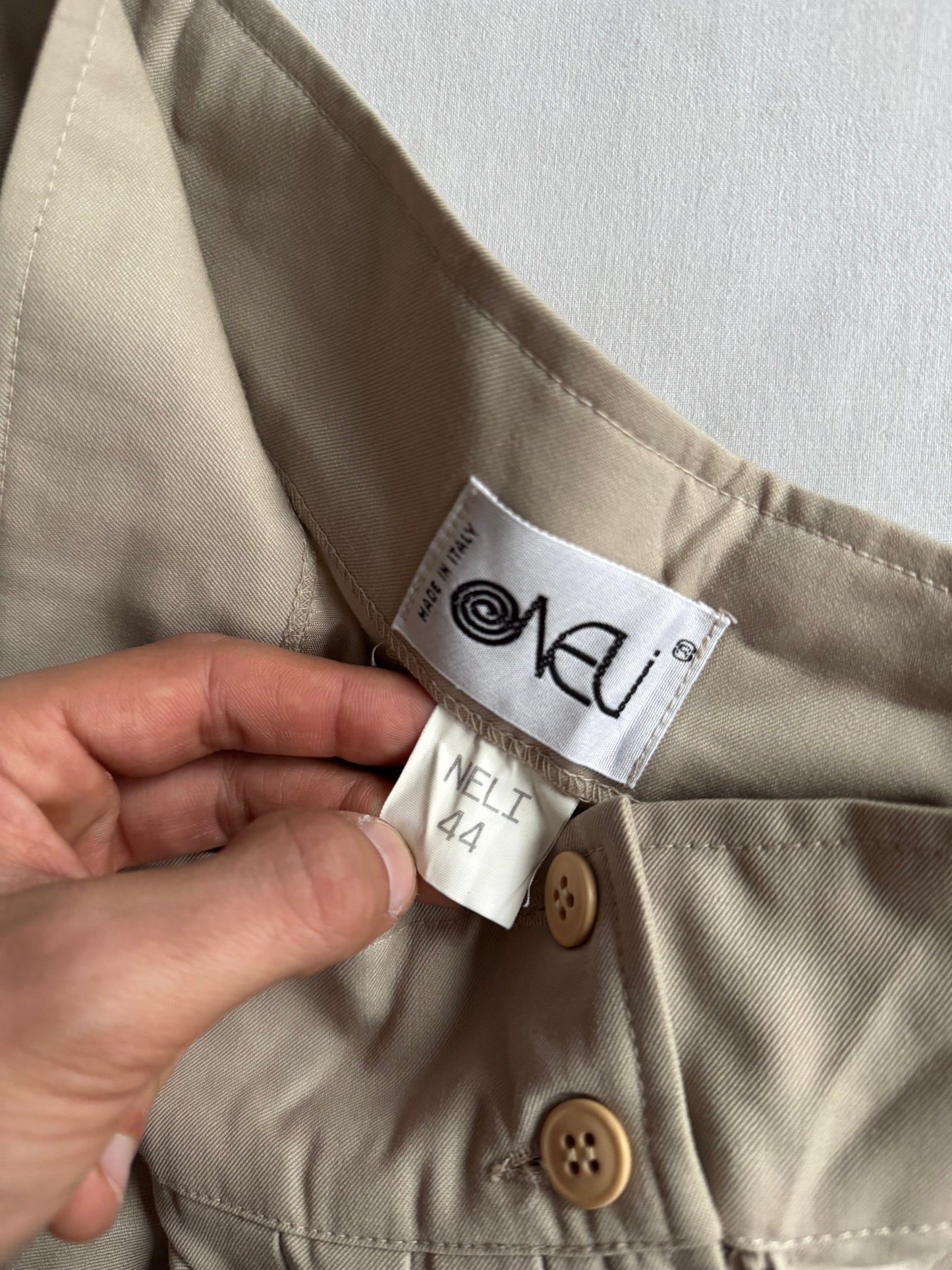 🍨 Vintage Pantaloni Baggy Crem - Lână Virgină (IT 44 - EU 40) - anbracaminte