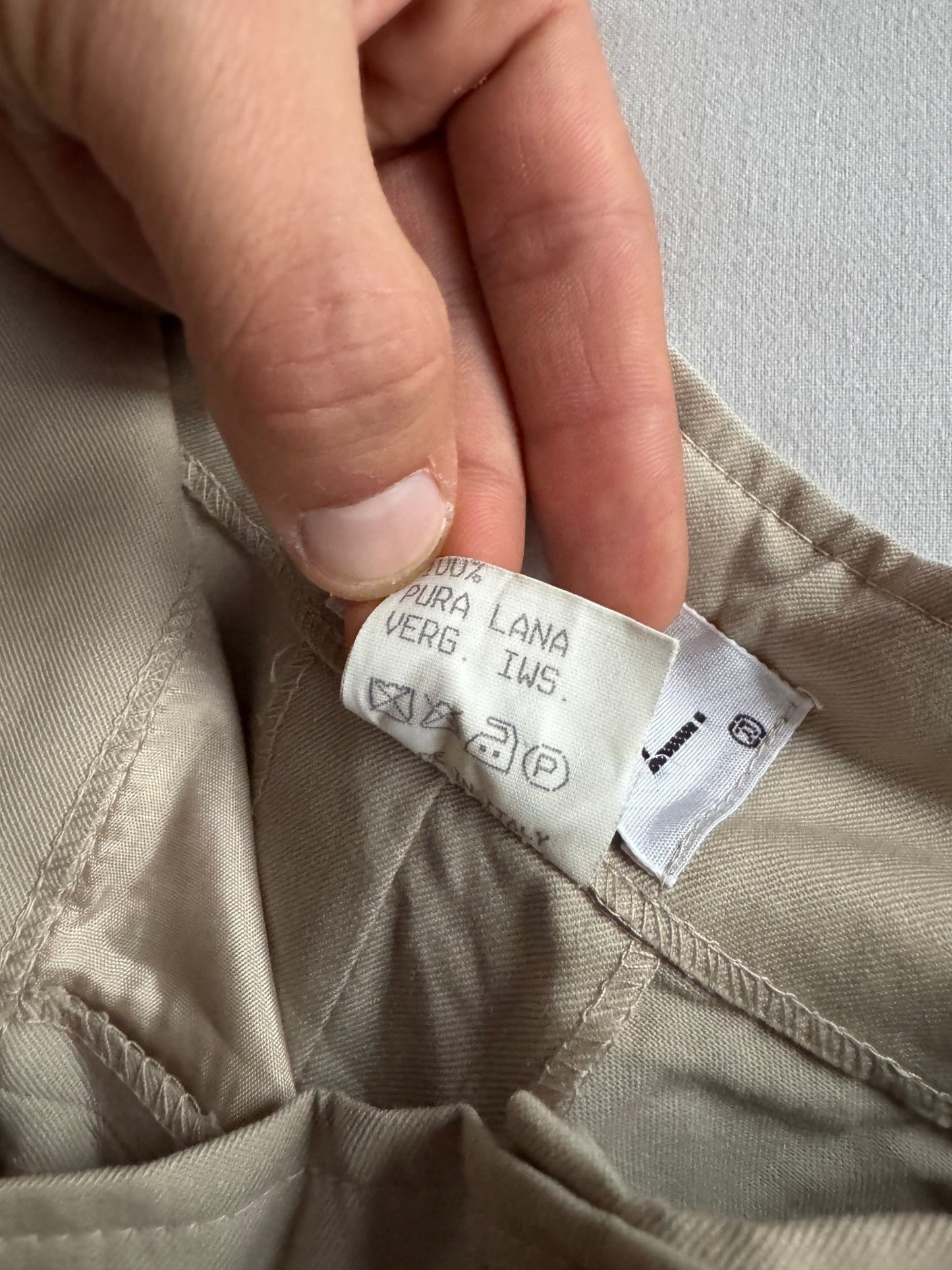 🍨 Vintage Pantaloni Baggy Crem - Lână Virgină (IT 44 - EU 40) - anbracaminte