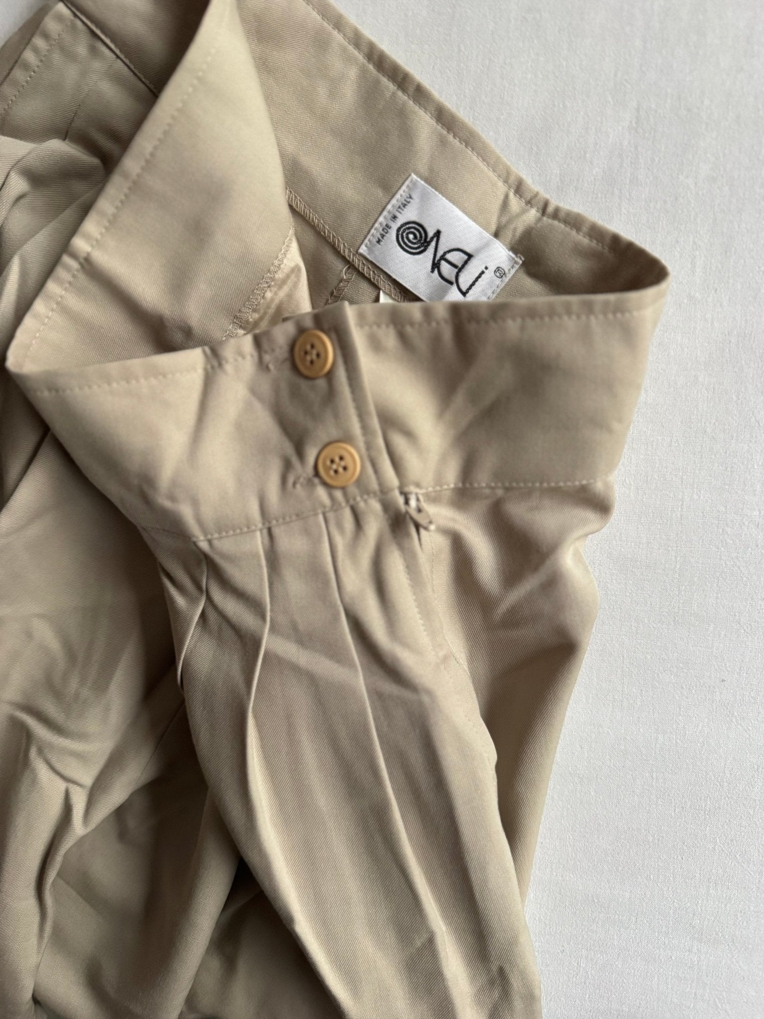 🍨 Vintage Pantaloni Baggy Crem - Lână Virgină (IT 44 - EU 40) - anbracaminte