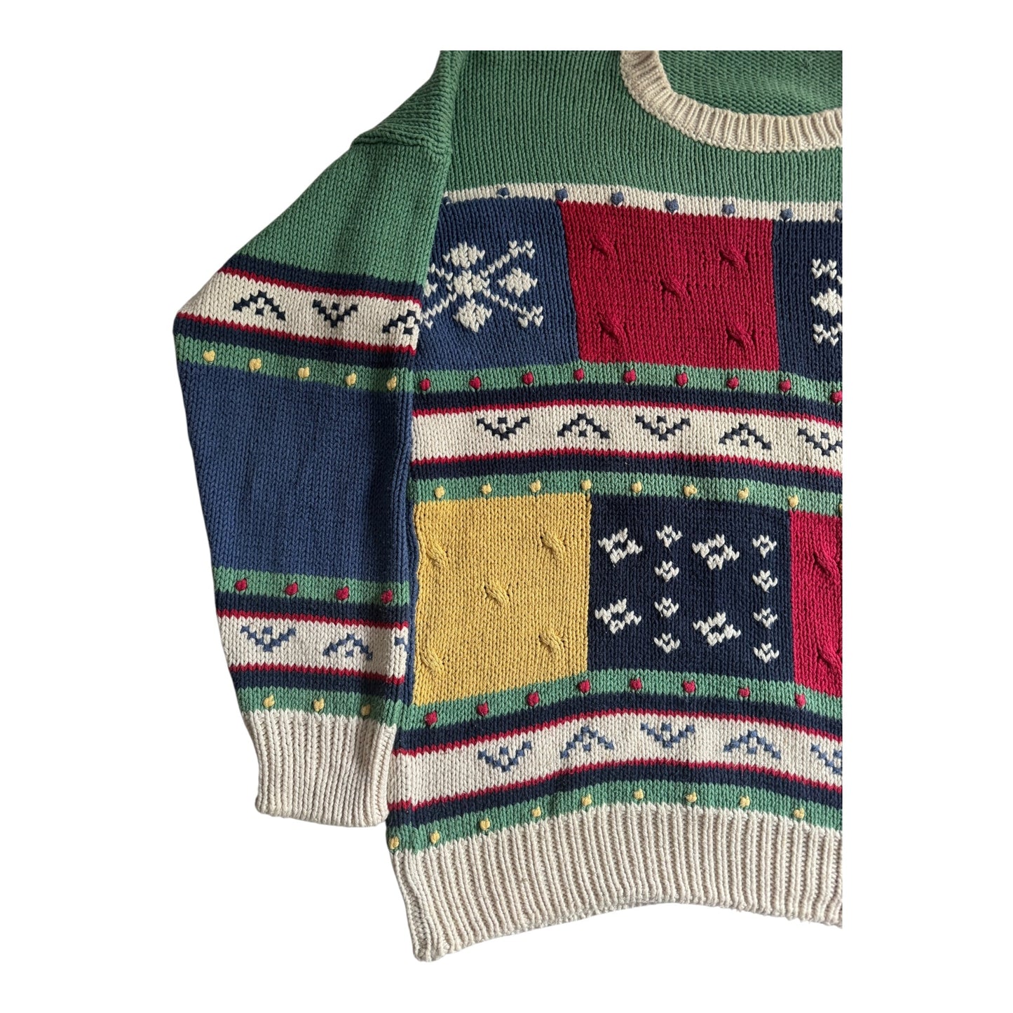 🧶 Vintage Patterned Jumper – 100% Cotton – Made in Portugal – Men’s M - anbracaminte