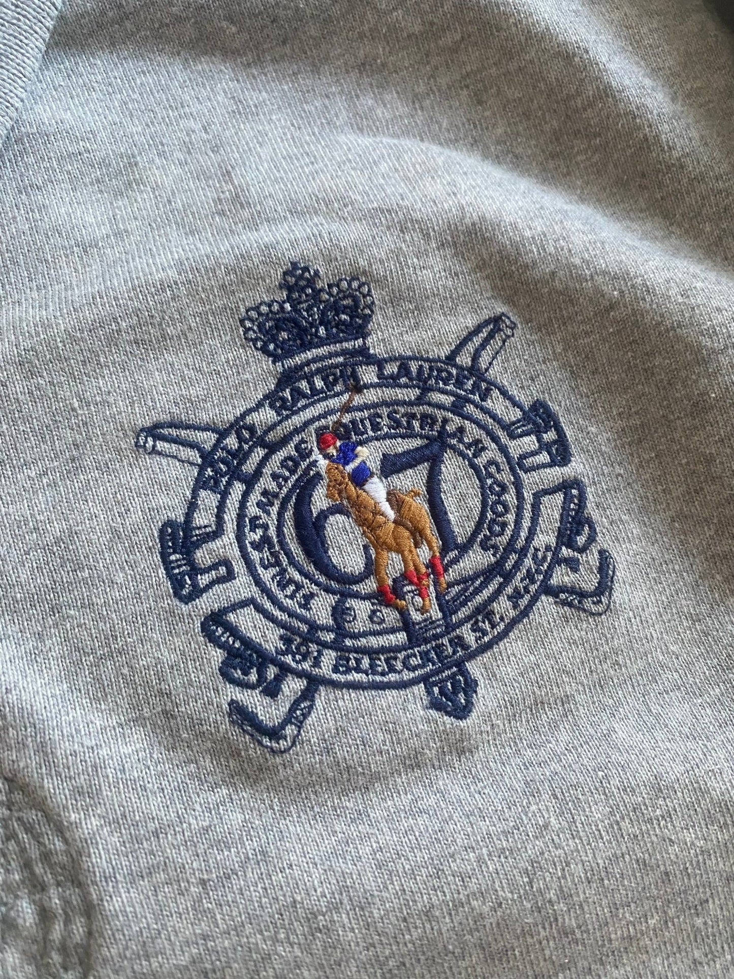 Vintage Polo by Ralph Lauren Grey Embroidered Logo Rugby Shirt - anbracaminte