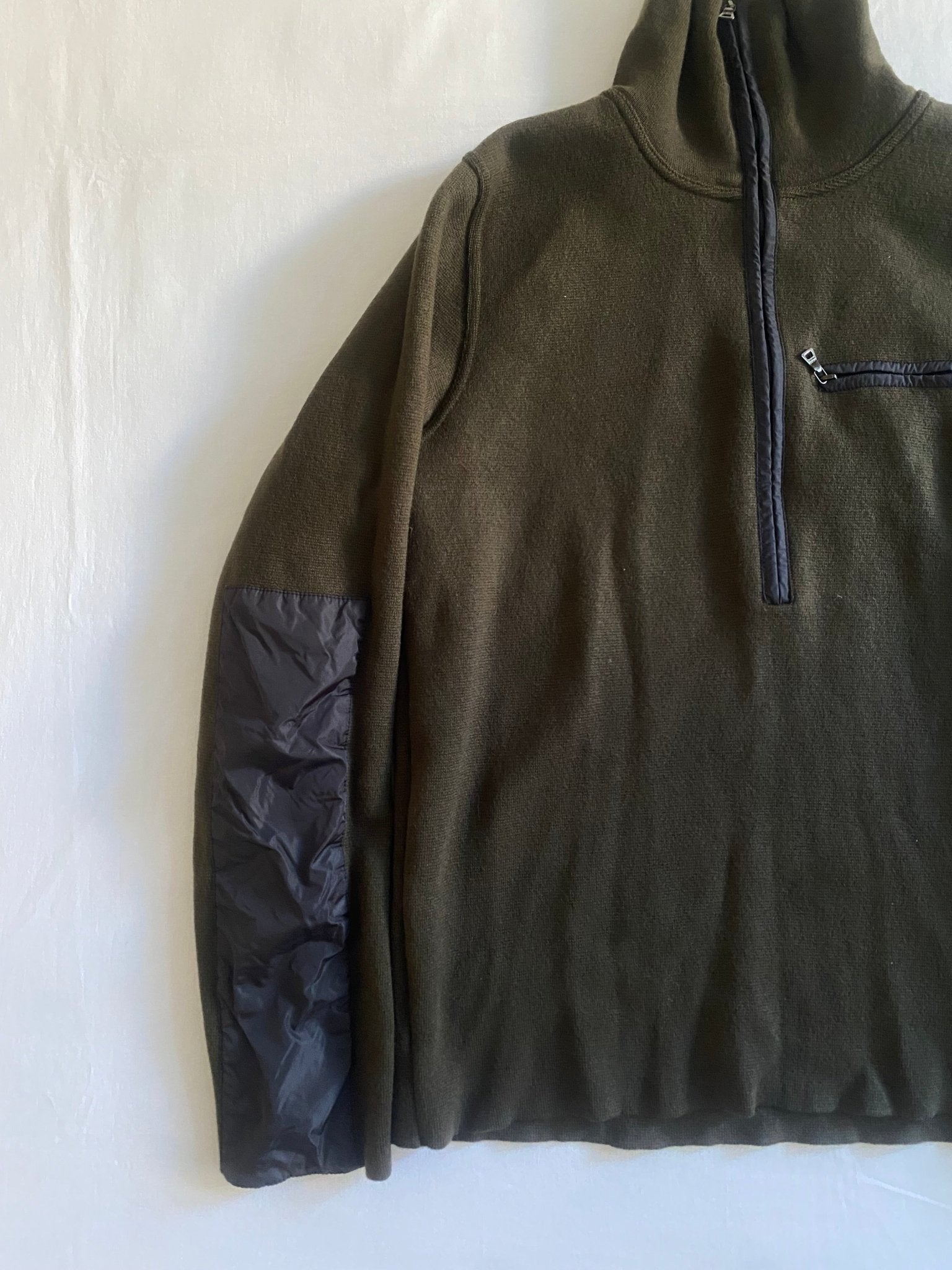 Vintage Prada Dark Green Wool Quarter Zip Jumper - anbracaminte