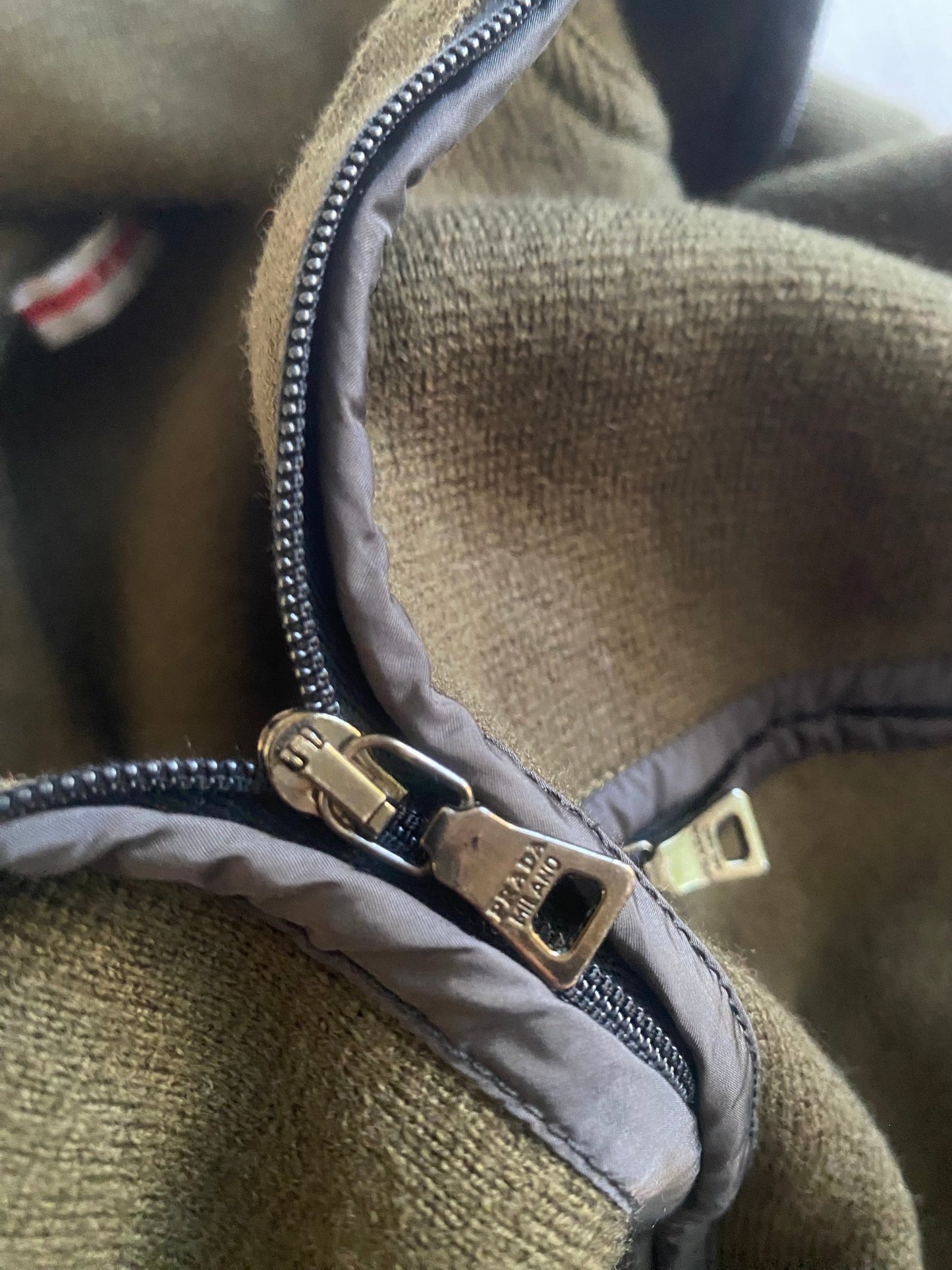 Vintage Prada Dark Green Wool Quarter Zip Jumper - anbracaminte