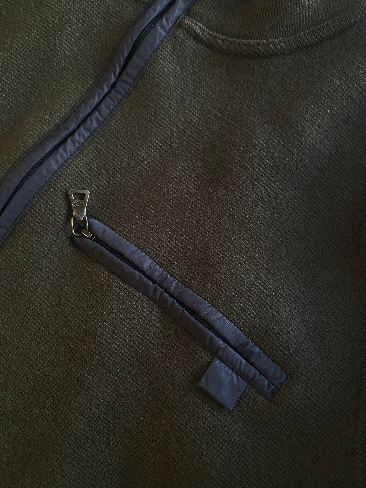 Vintage Prada Dark Green Wool Quarter Zip Jumper - anbracaminte