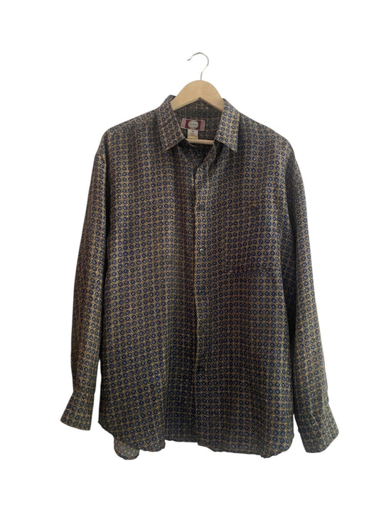 👔 Vintage Printed Silk Shirt – 100% Silk - anbracaminte