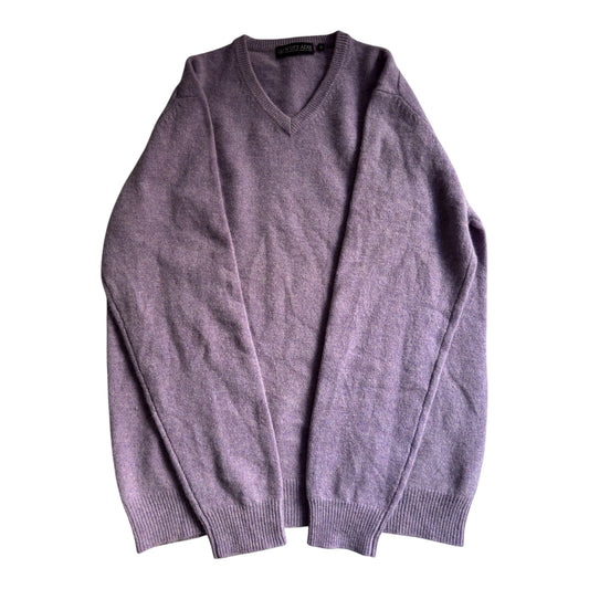 🪁 Vintage V - Neck Light Purple Wool Jumper – Men’s XL - anbracaminte