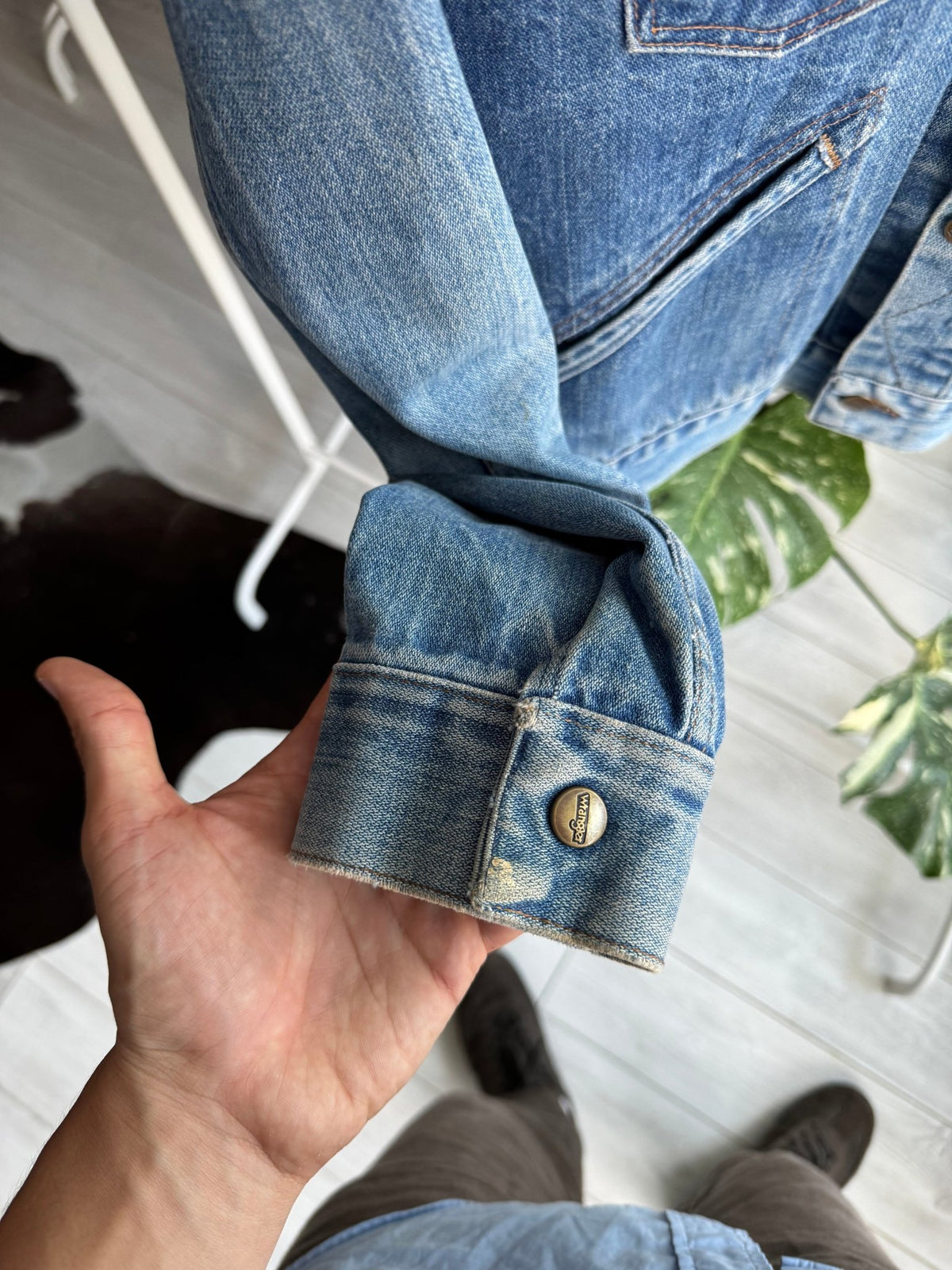 🤠 Vintage Wrangler Geacă Denim Anii '70 – S/M Bărbați - anbracaminte
