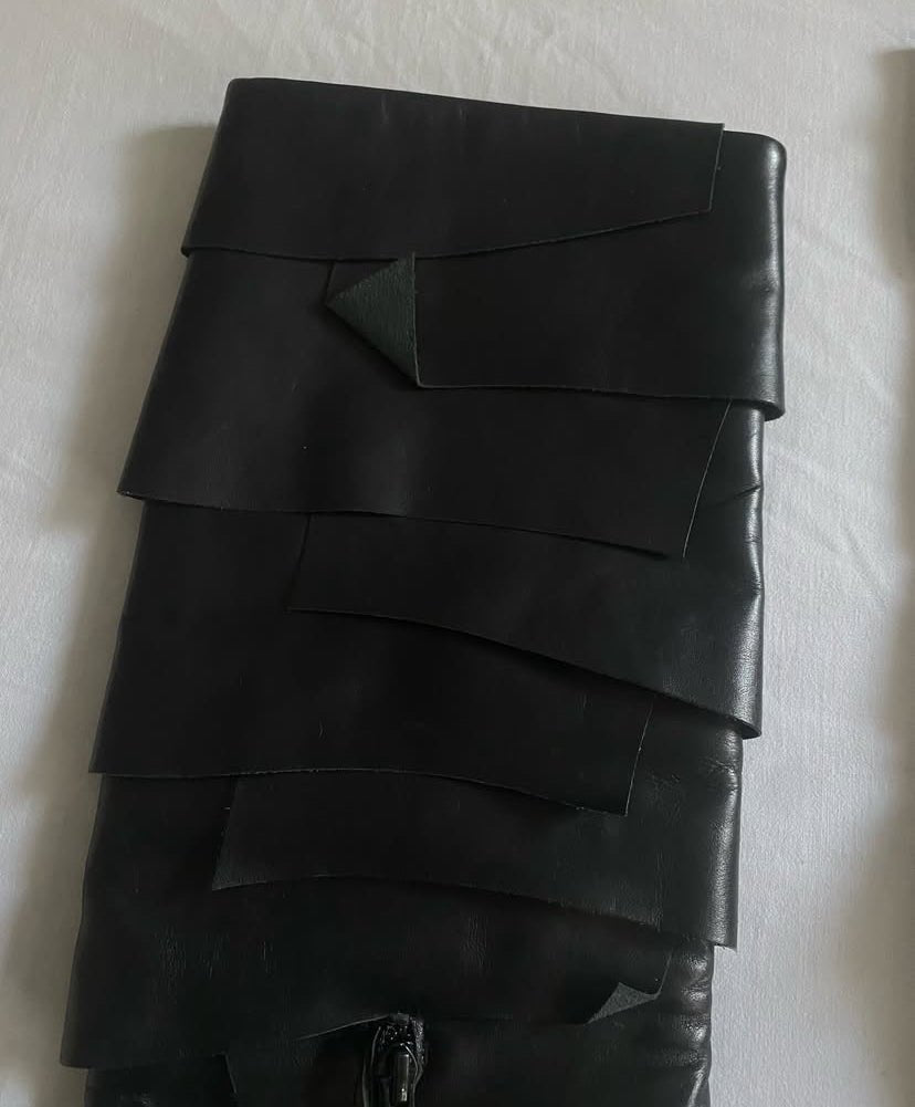 Vintage Y2K Galliano by John Galliano Black Leather Structured Boots - anbracaminte