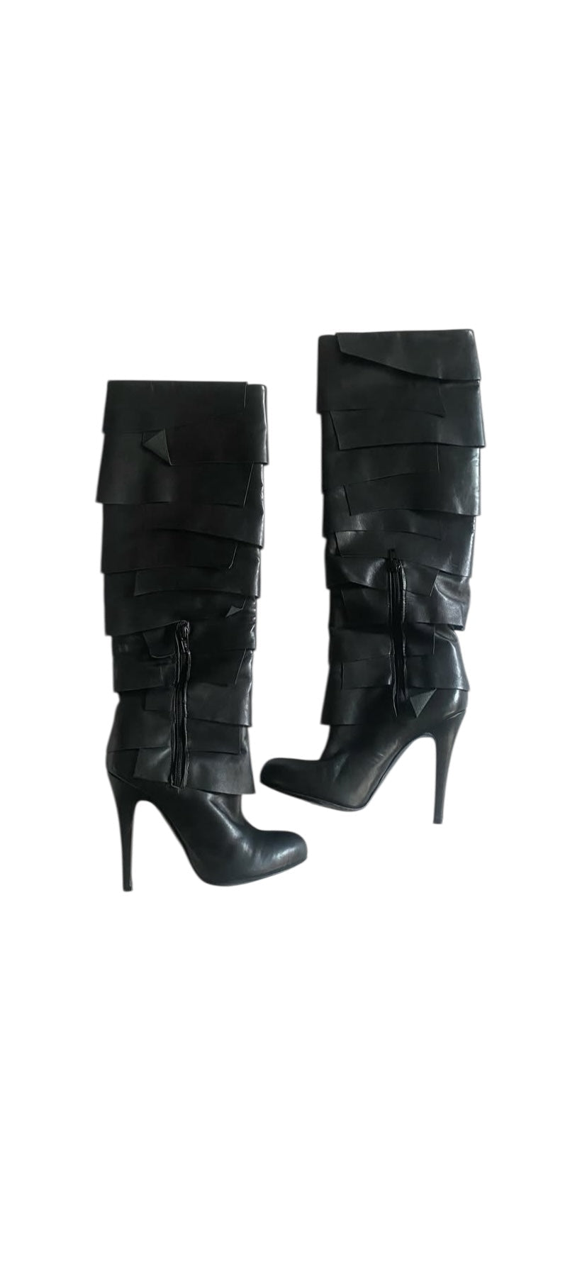 Vintage Y2K Galliano by John Galliano Black Leather Structured Boots - anbracaminte