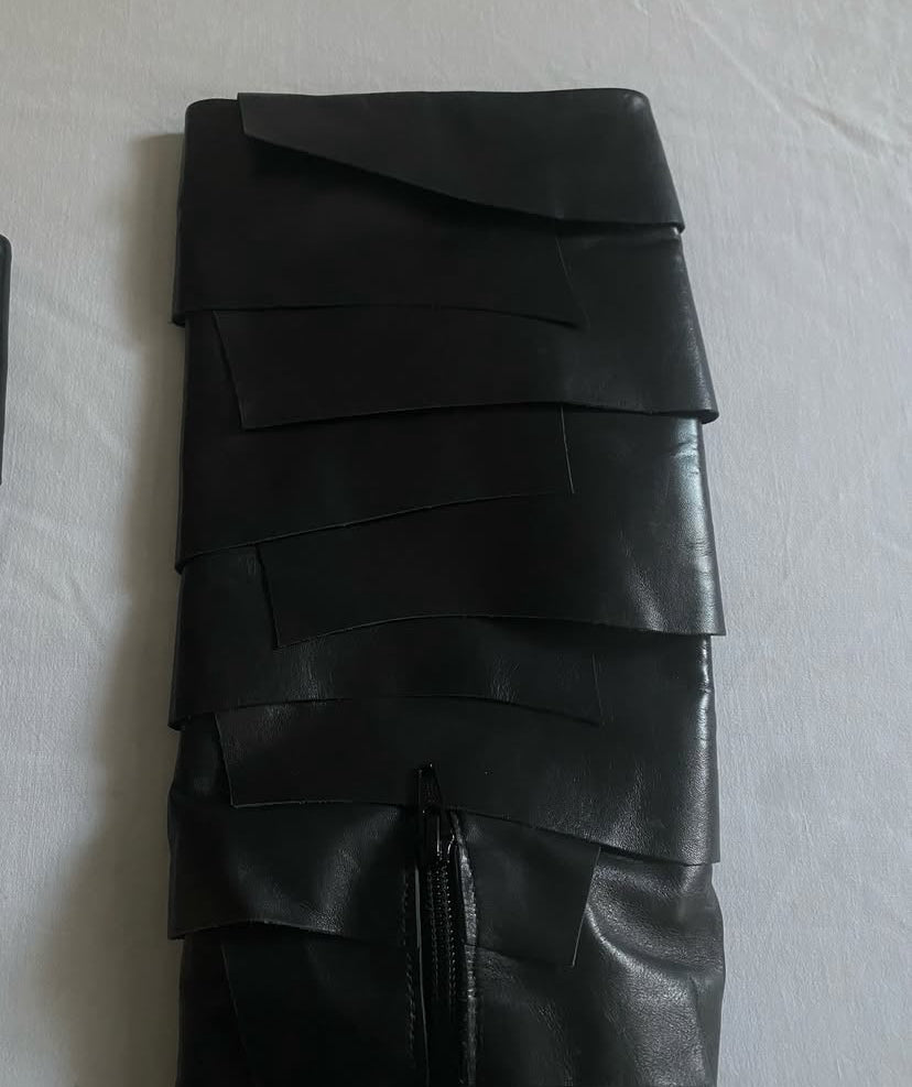 Vintage Y2K Galliano by John Galliano Black Leather Structured Boots - anbracaminte