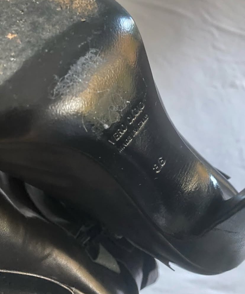 Vintage Y2K Galliano by John Galliano Black Leather Structured Boots - anbracaminte