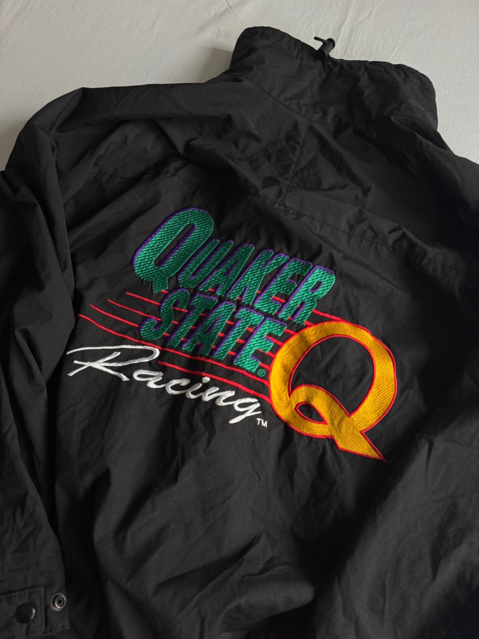 🏁 Windbreaker Vintage Quaker State Racing Negru – XL - anbracaminte
