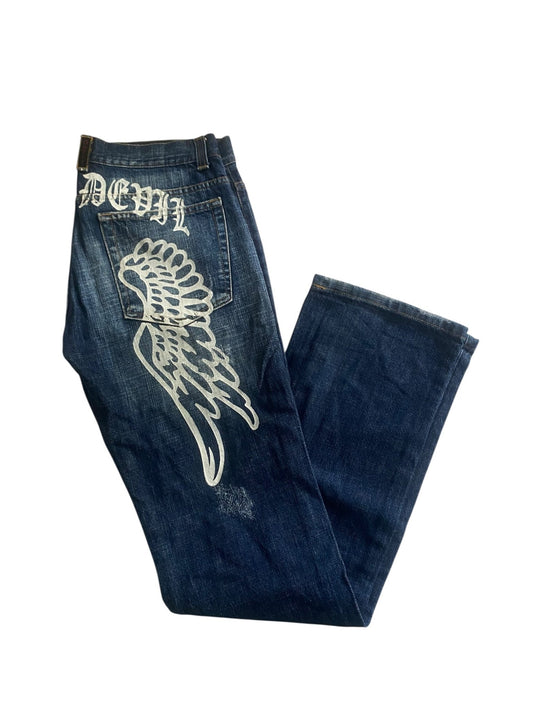 👖 Y2K Angel Devil Jeans - anbracaminte