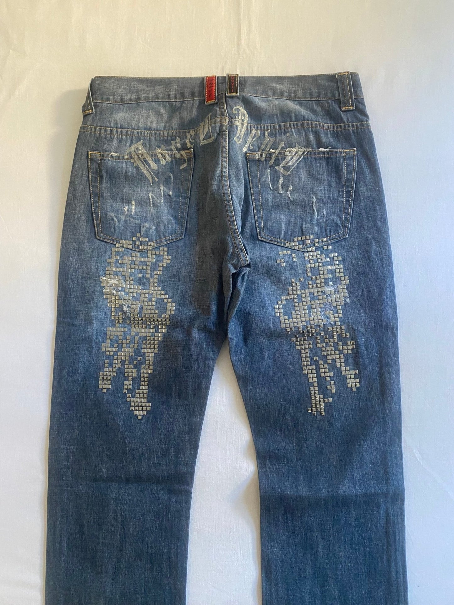 Y2K Angel Devil Studded Printed Jeans - anbracaminte