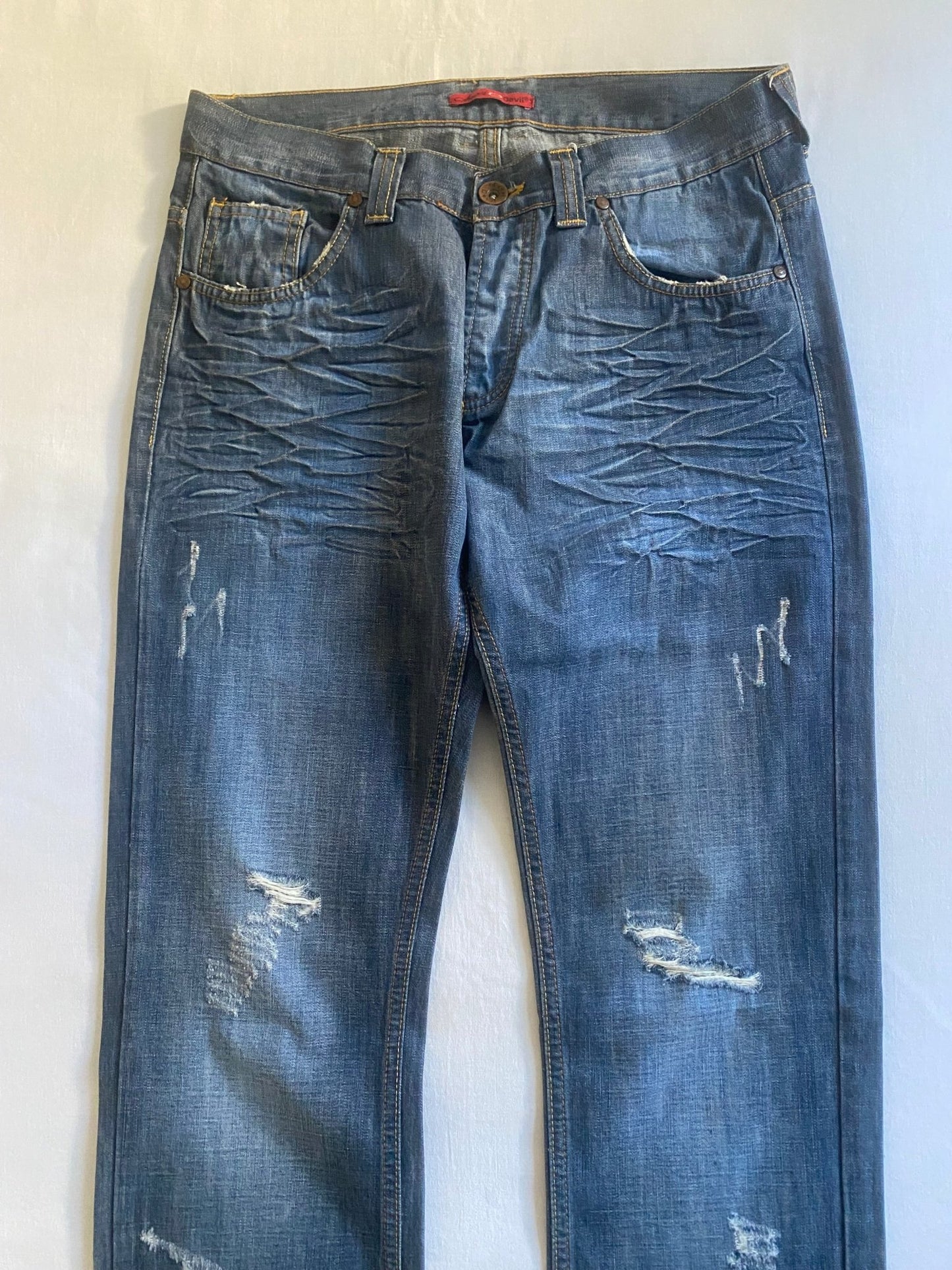 Y2K Angel Devil Studded Printed Jeans - anbracaminte