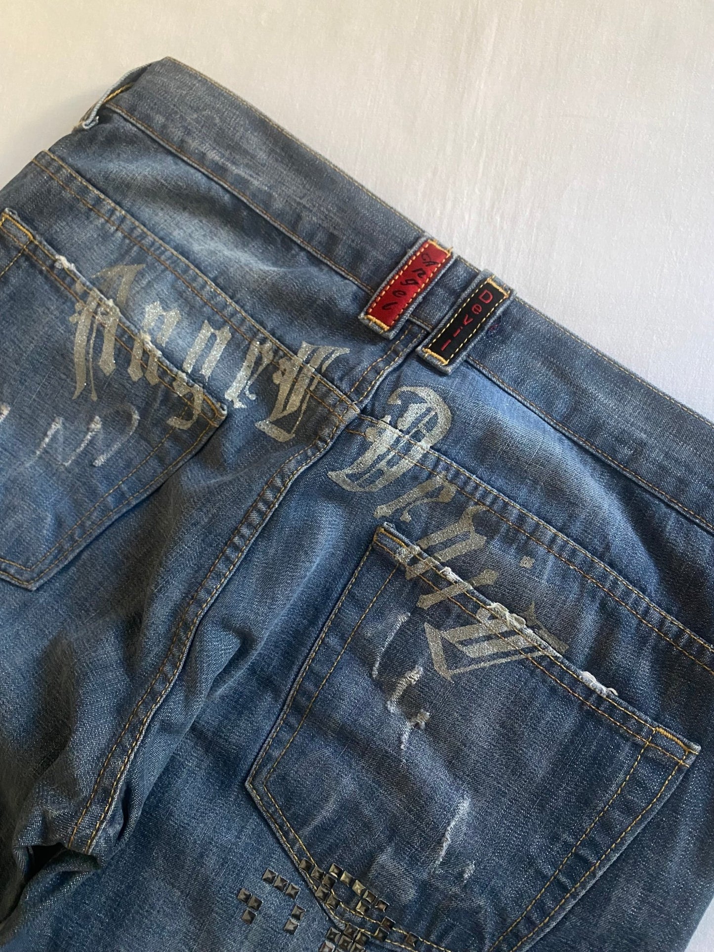 Y2K Angel Devil Studded Printed Jeans - anbracaminte
