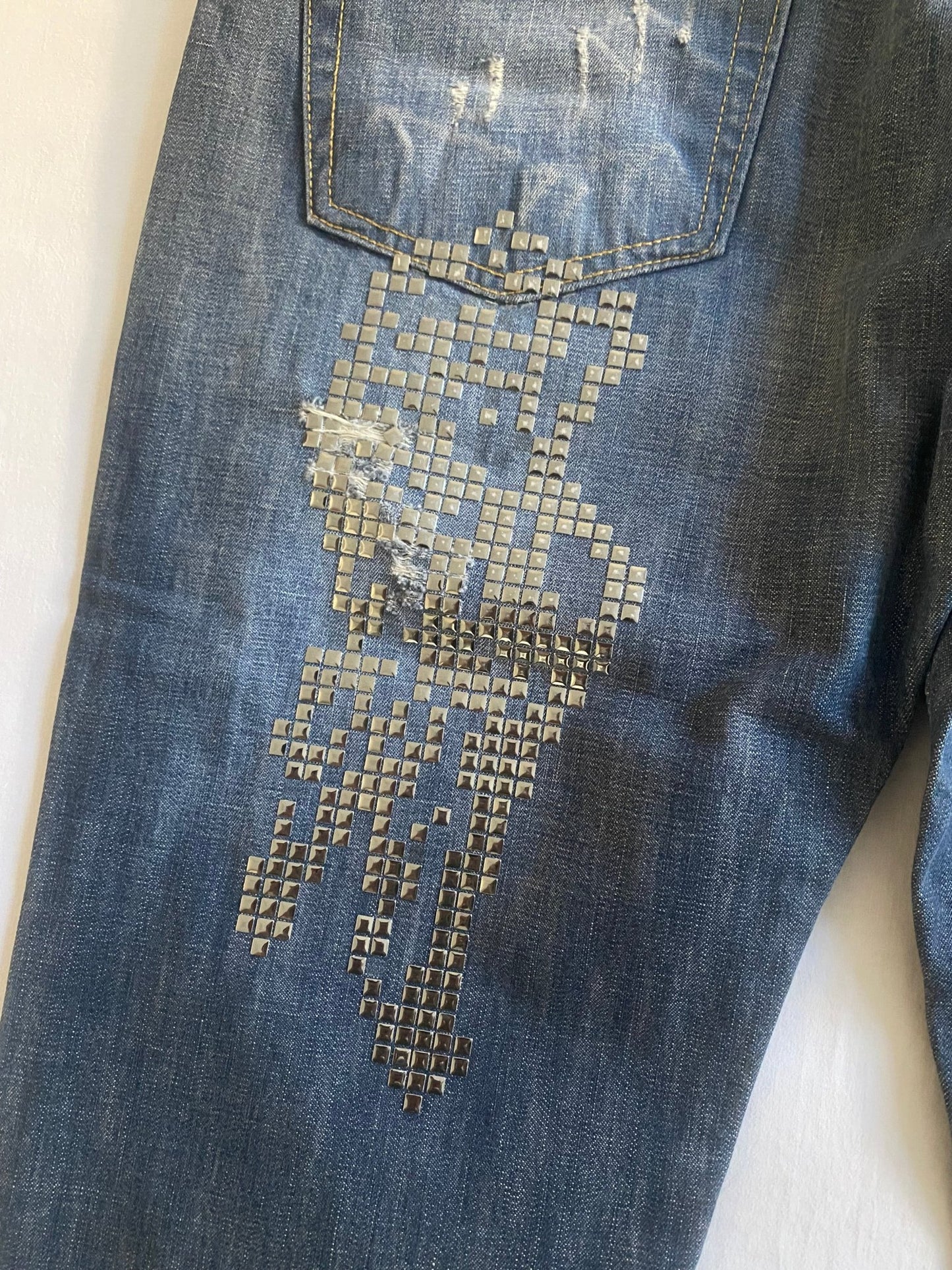 Y2K Angel Devil Studded Printed Jeans - anbracaminte