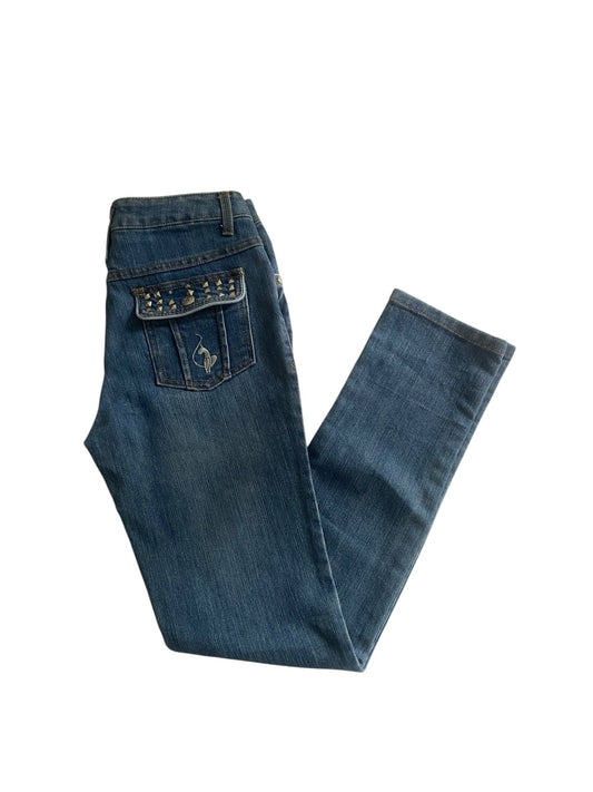 Y2K Baby Phat Jeans – Size 16 Teens (Women's XS) – Denim with Studded Back Pockets - anbracaminte