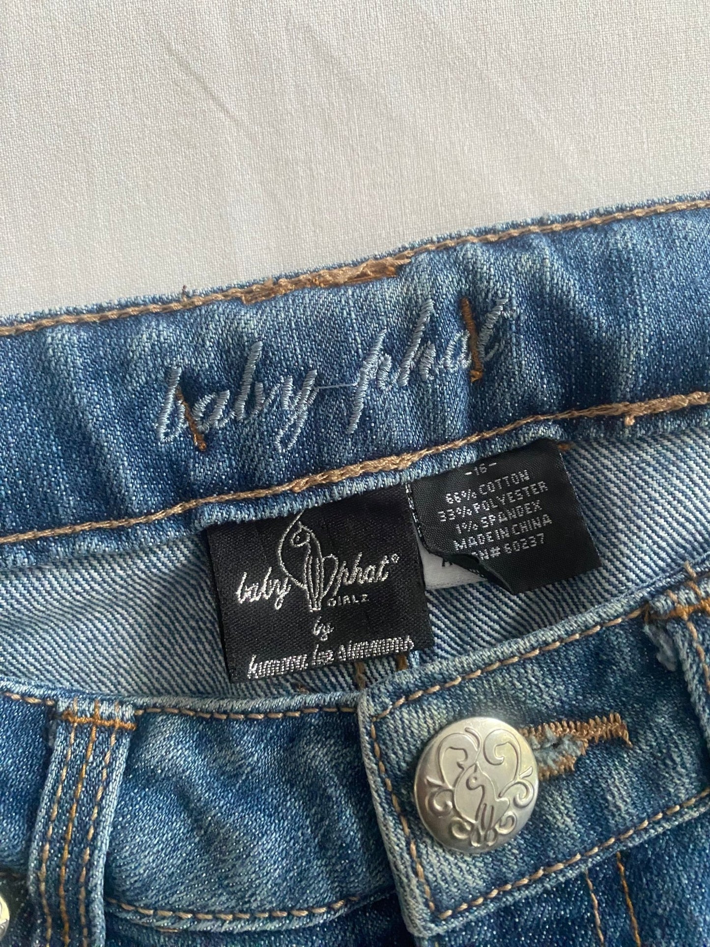 Y2K Baby Phat Jeans – Size 16 Teens (Women's XS) – Denim with Studded Back Pockets - anbracaminte