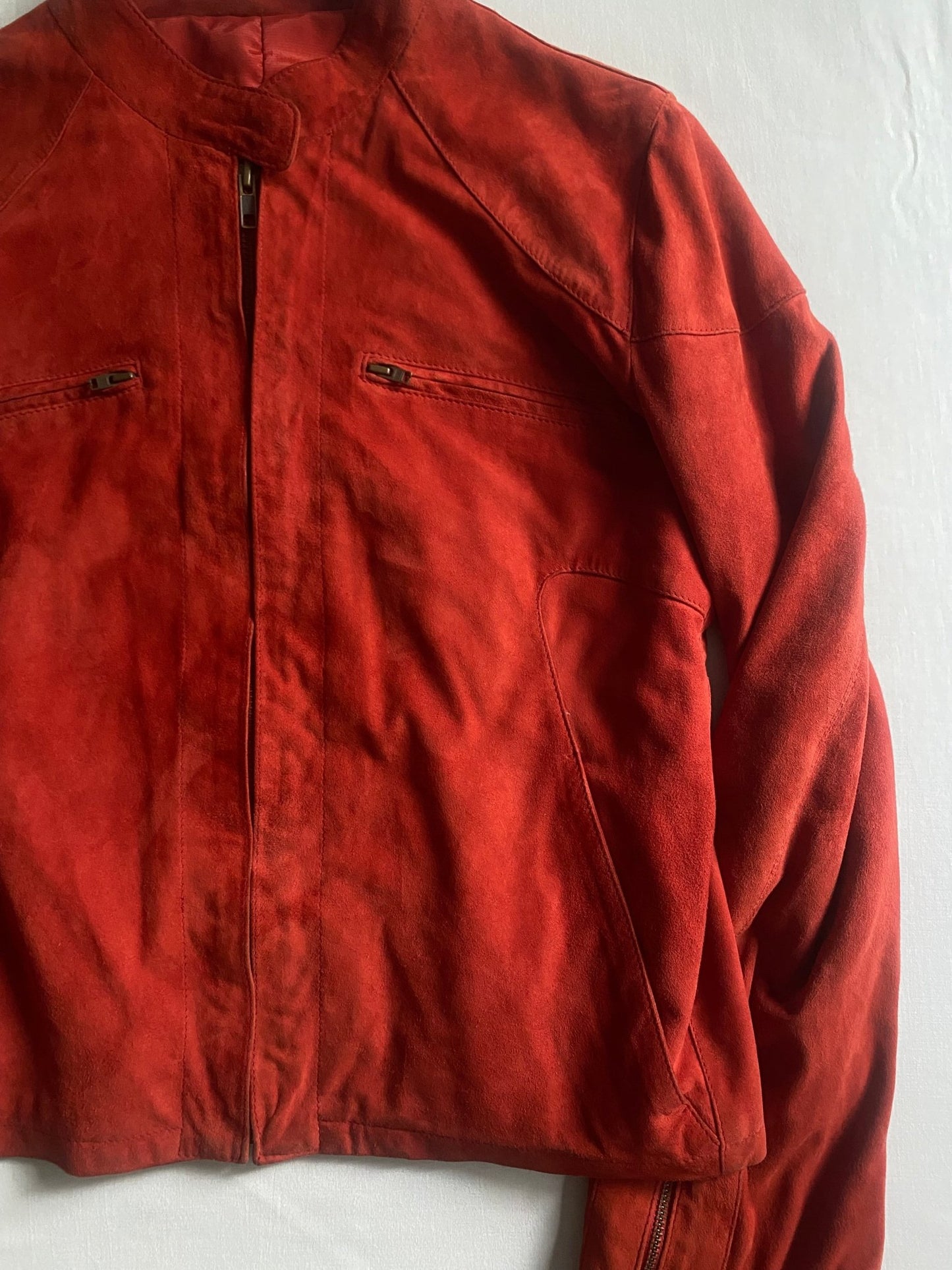 🍒 Y2K Cherry Red Suede Jacket – IT 42 / EU 38 (Women’s M) - anbracaminte