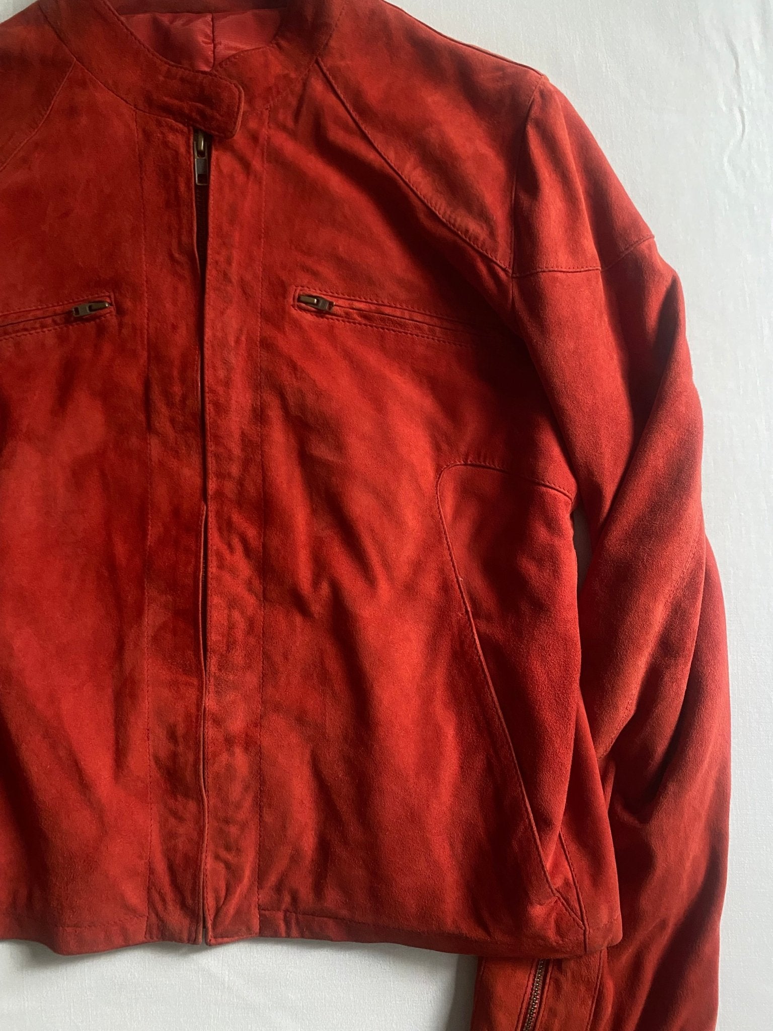 🍒 Y2K Cherry Red Suede Jacket – IT 42 / EU 38 (Women’s M) - anbracaminte