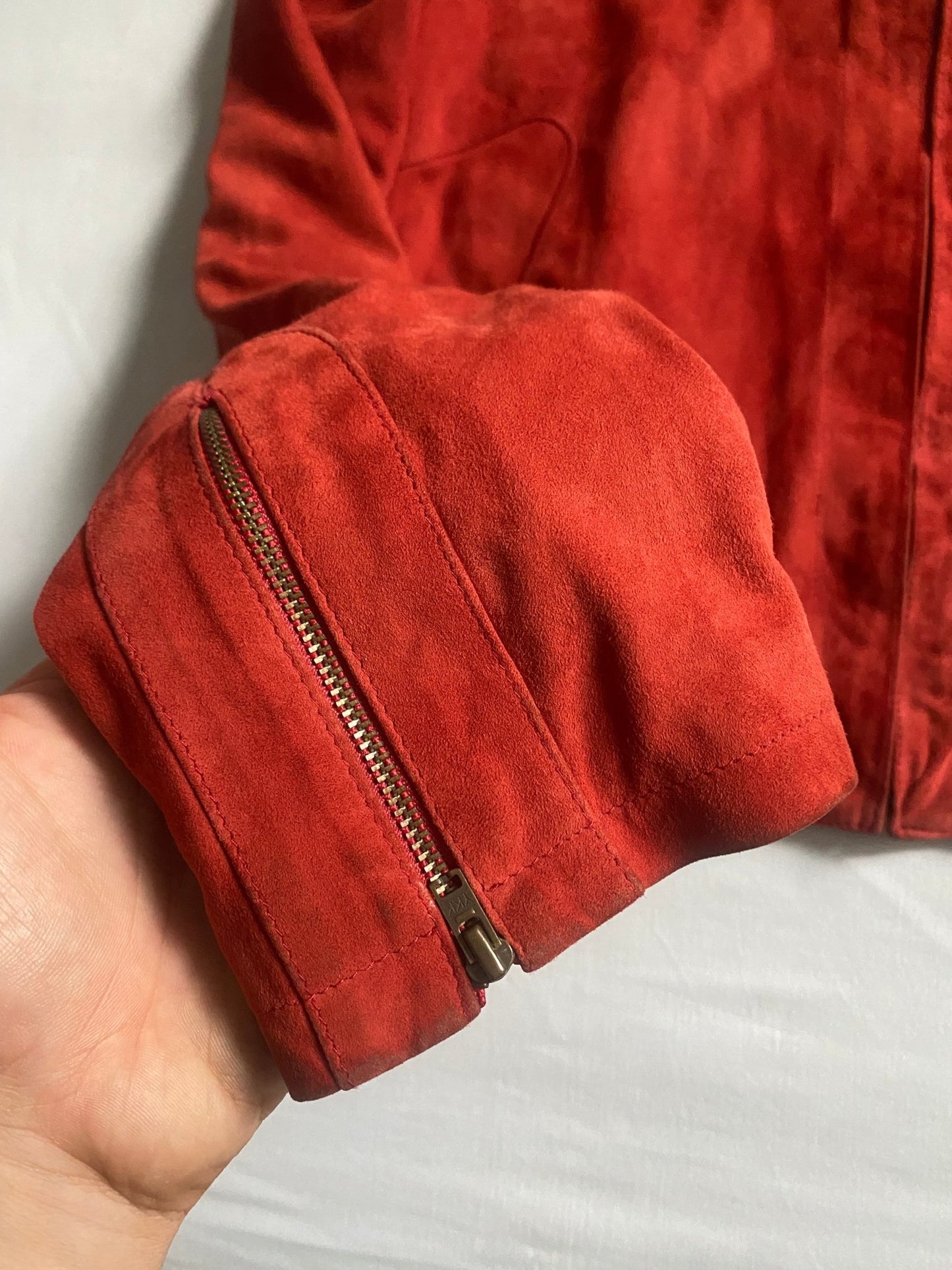 🍒 Y2K Cherry Red Suede Jacket – IT 42 / EU 38 (Women’s M) - anbracaminte