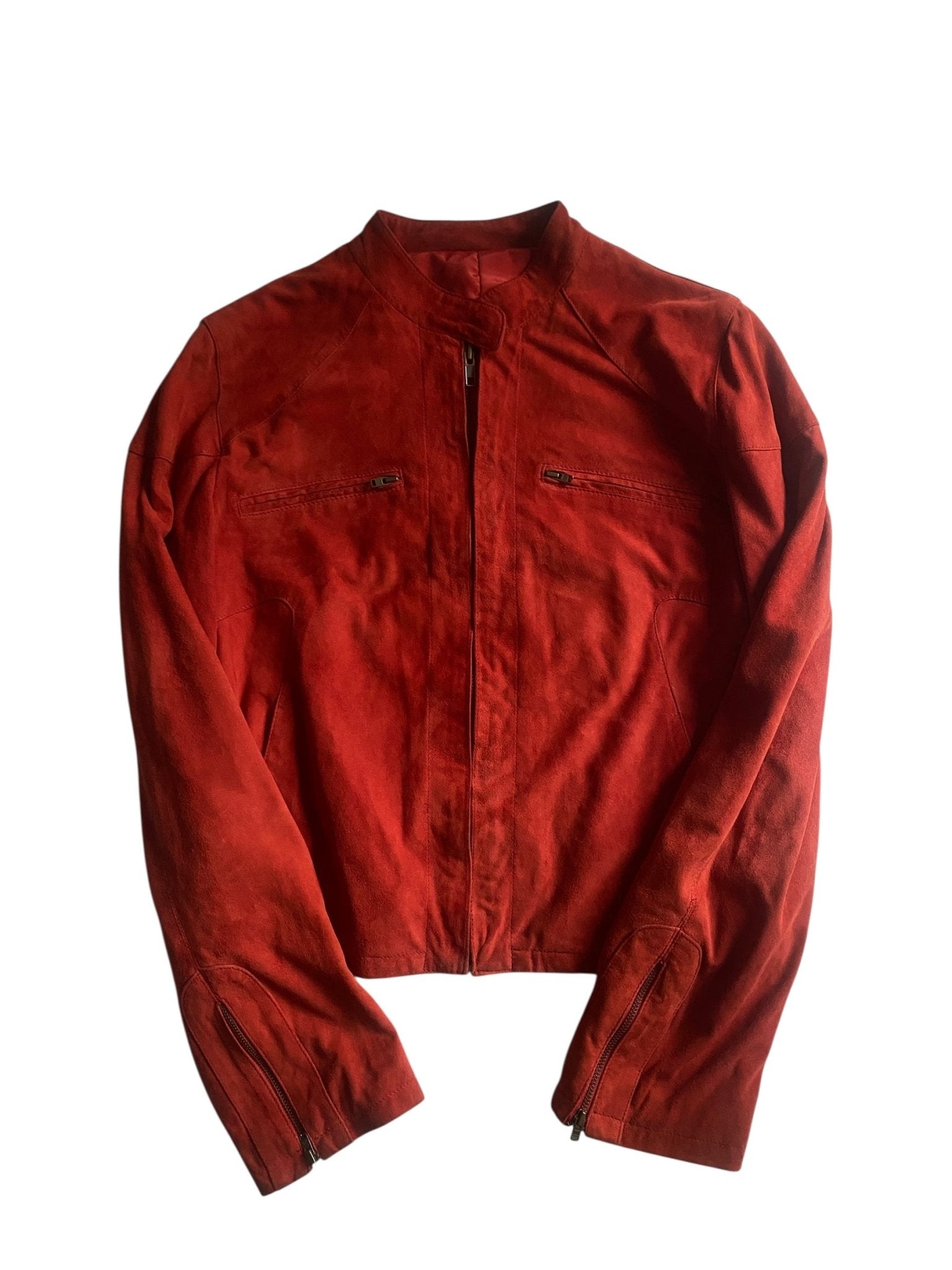 🍒 Y2K Cherry Red Suede Jacket – IT 42 / EU 38 (Women’s M) - anbracaminte