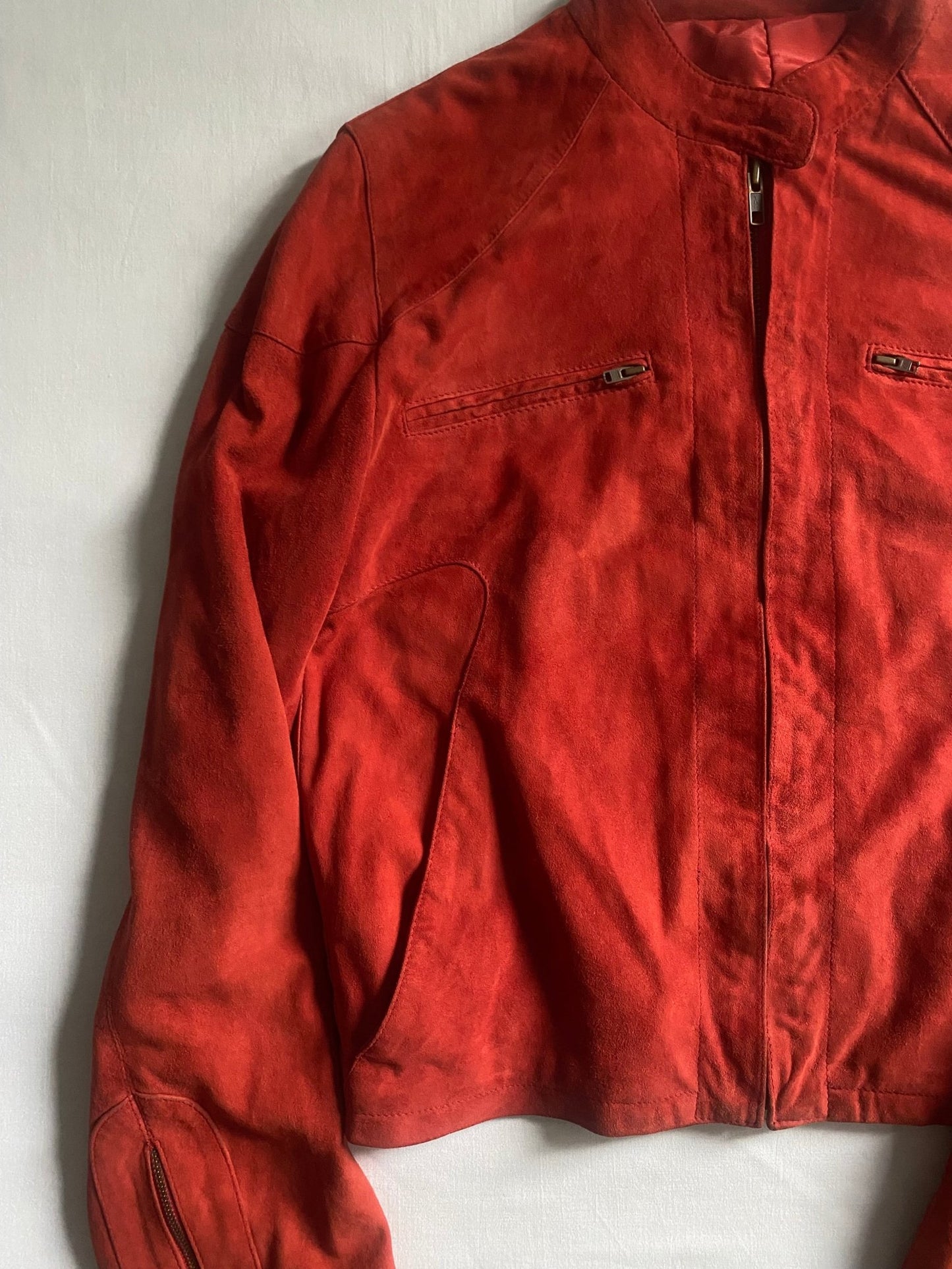 🍒 Y2K Cherry Red Suede Jacket – IT 42 / EU 38 (Women’s M) - anbracaminte