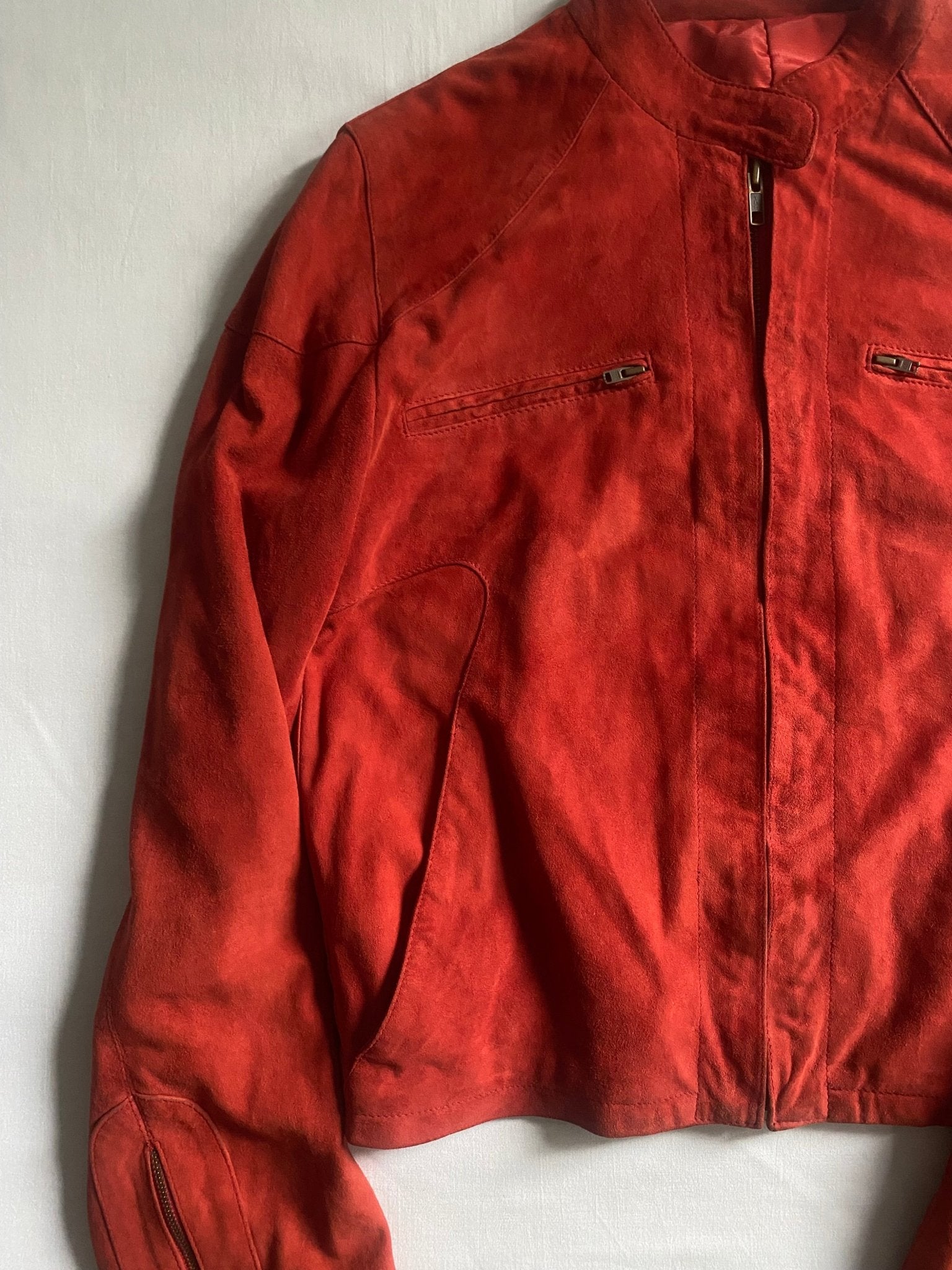 🍒 Y2K Cherry Red Suede Jacket – IT 42 / EU 38 (Women’s M) - anbracaminte