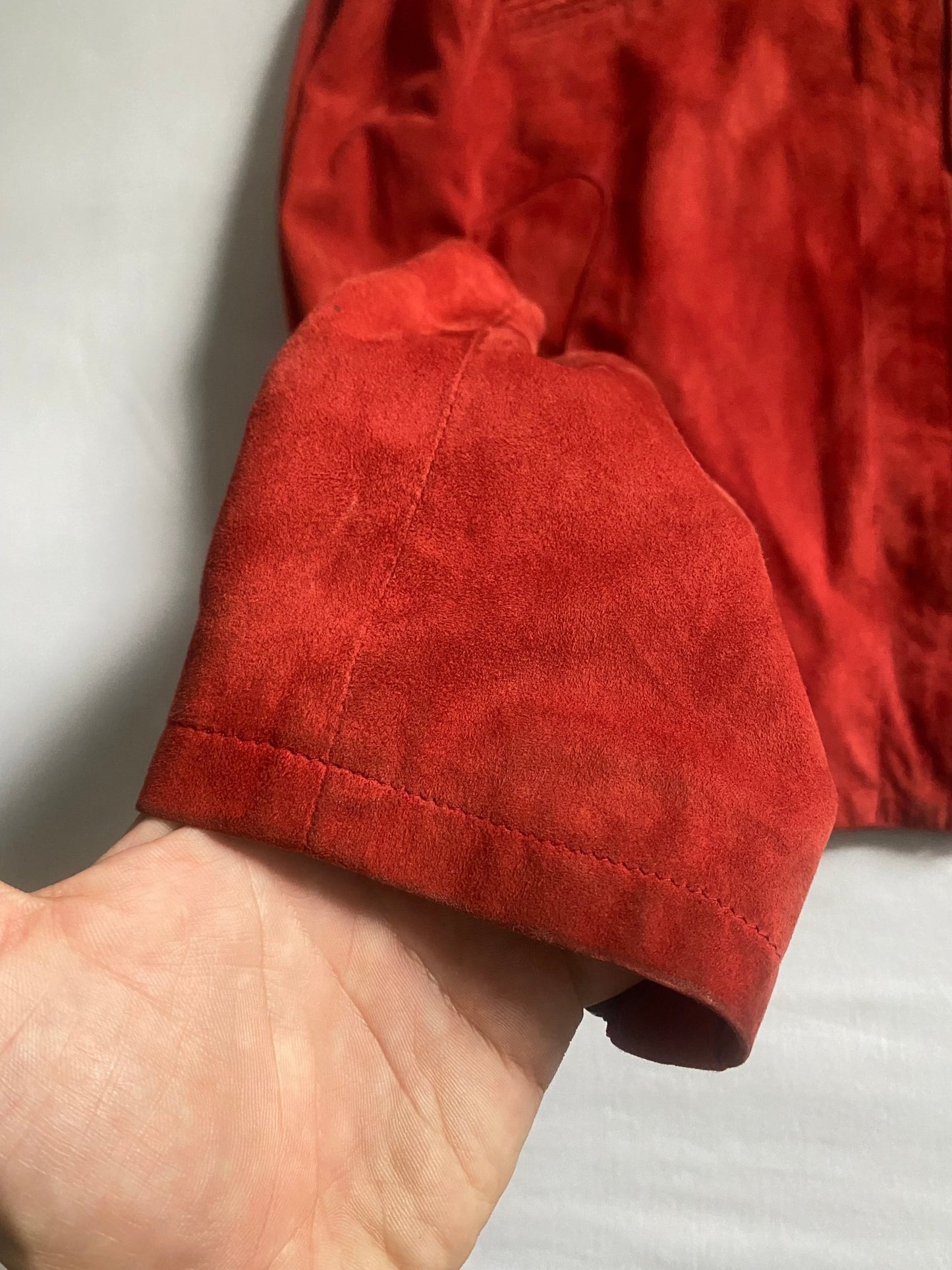🍒 Y2K Cherry Red Suede Jacket – IT 42 / EU 38 (Women’s M) - anbracaminte