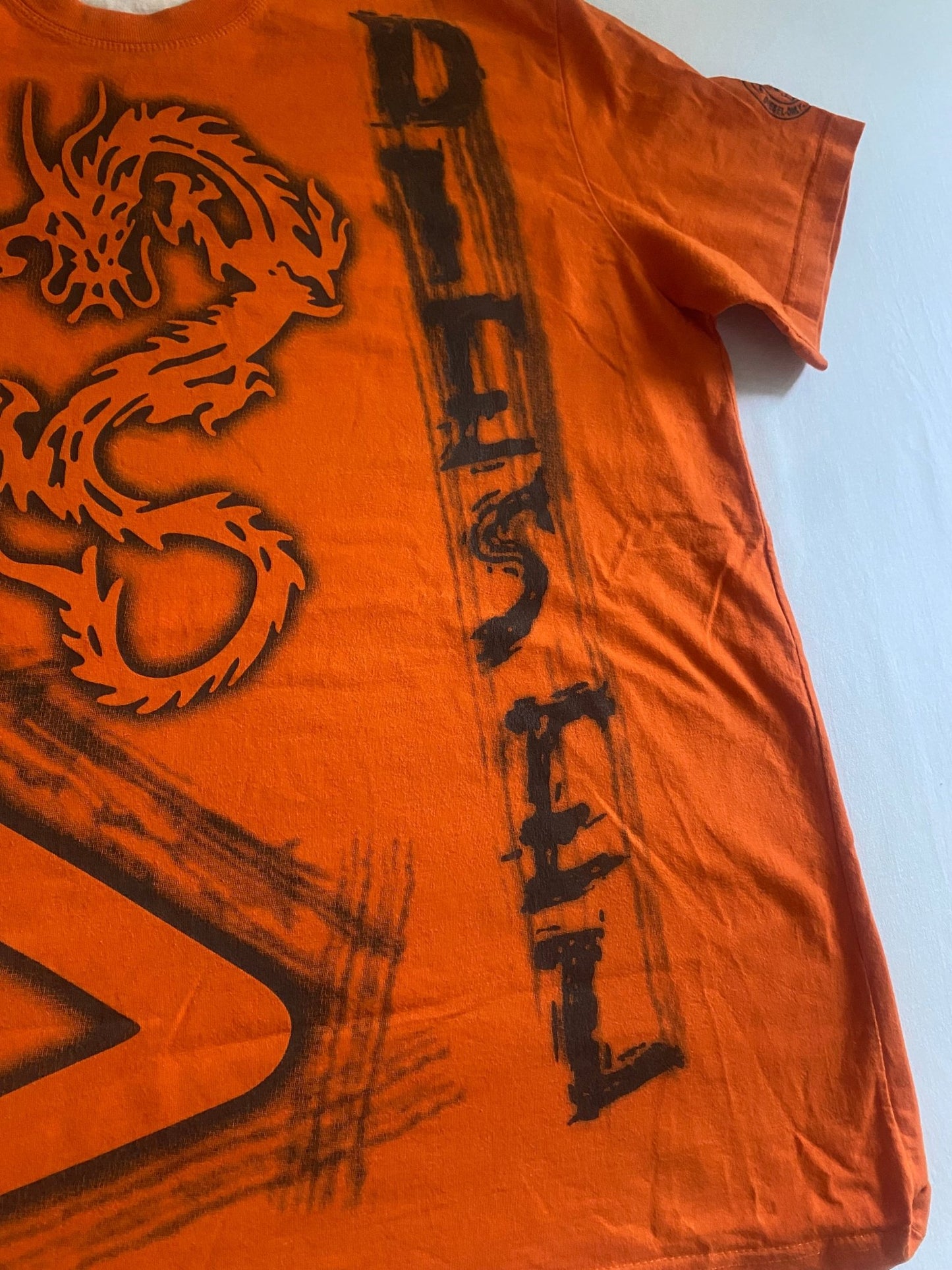 Y2K Diesel Orange Printed Tee - anbracaminte