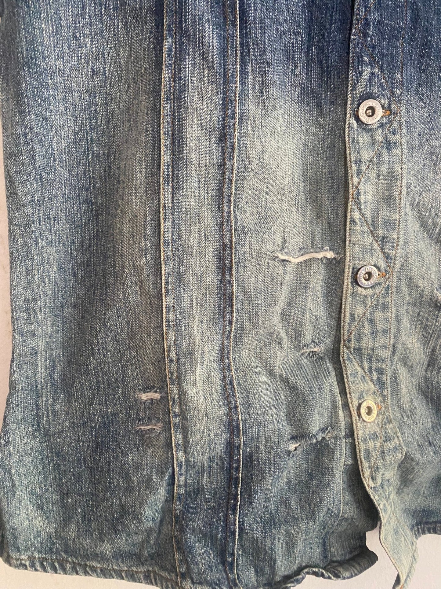 Y2K Dolce & Gabbana Distressed Denim Rave Shirt - anbracaminte
