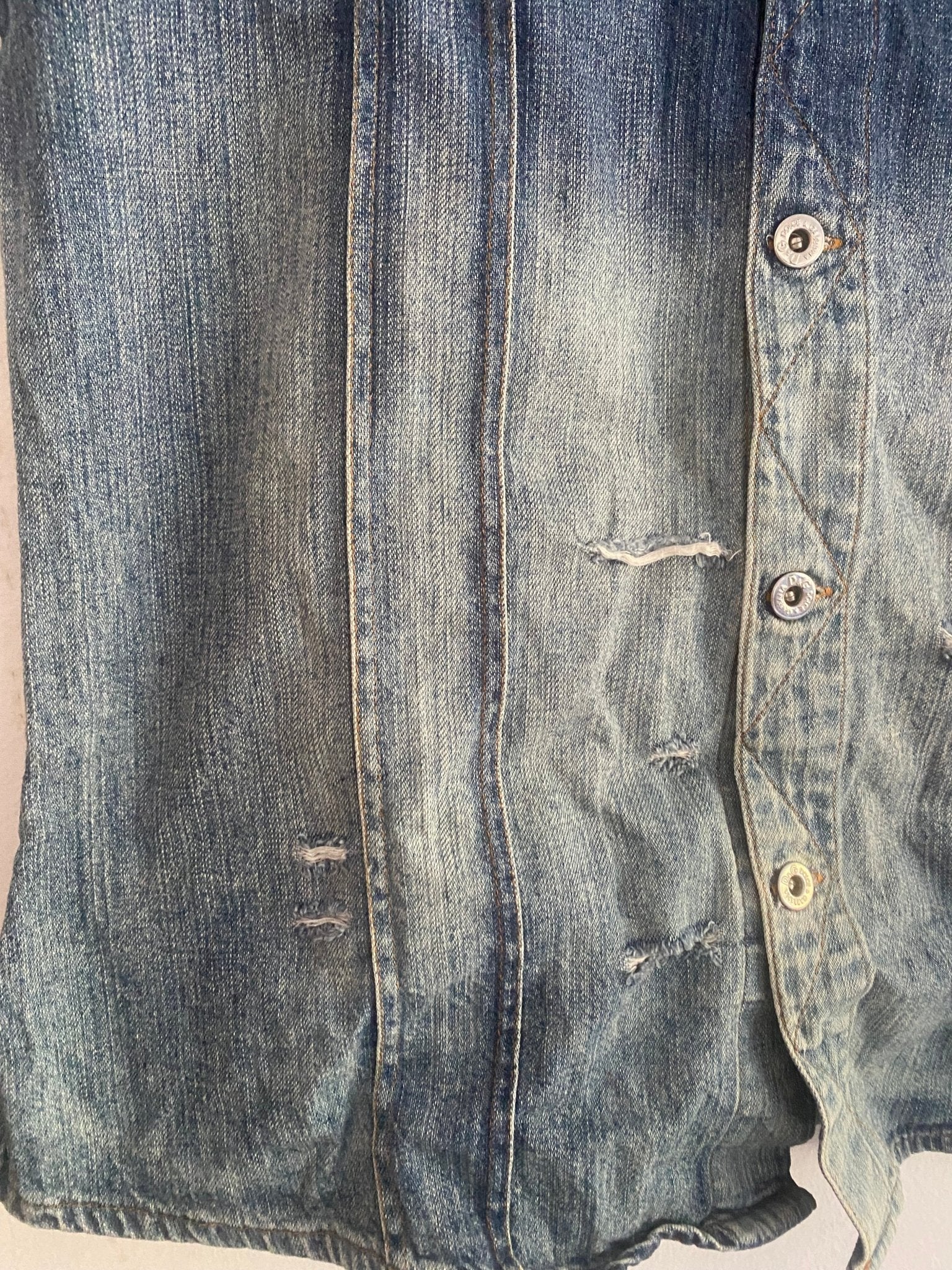Y2K Dolce & Gabbana Distressed Denim Rave Shirt - anbracaminte