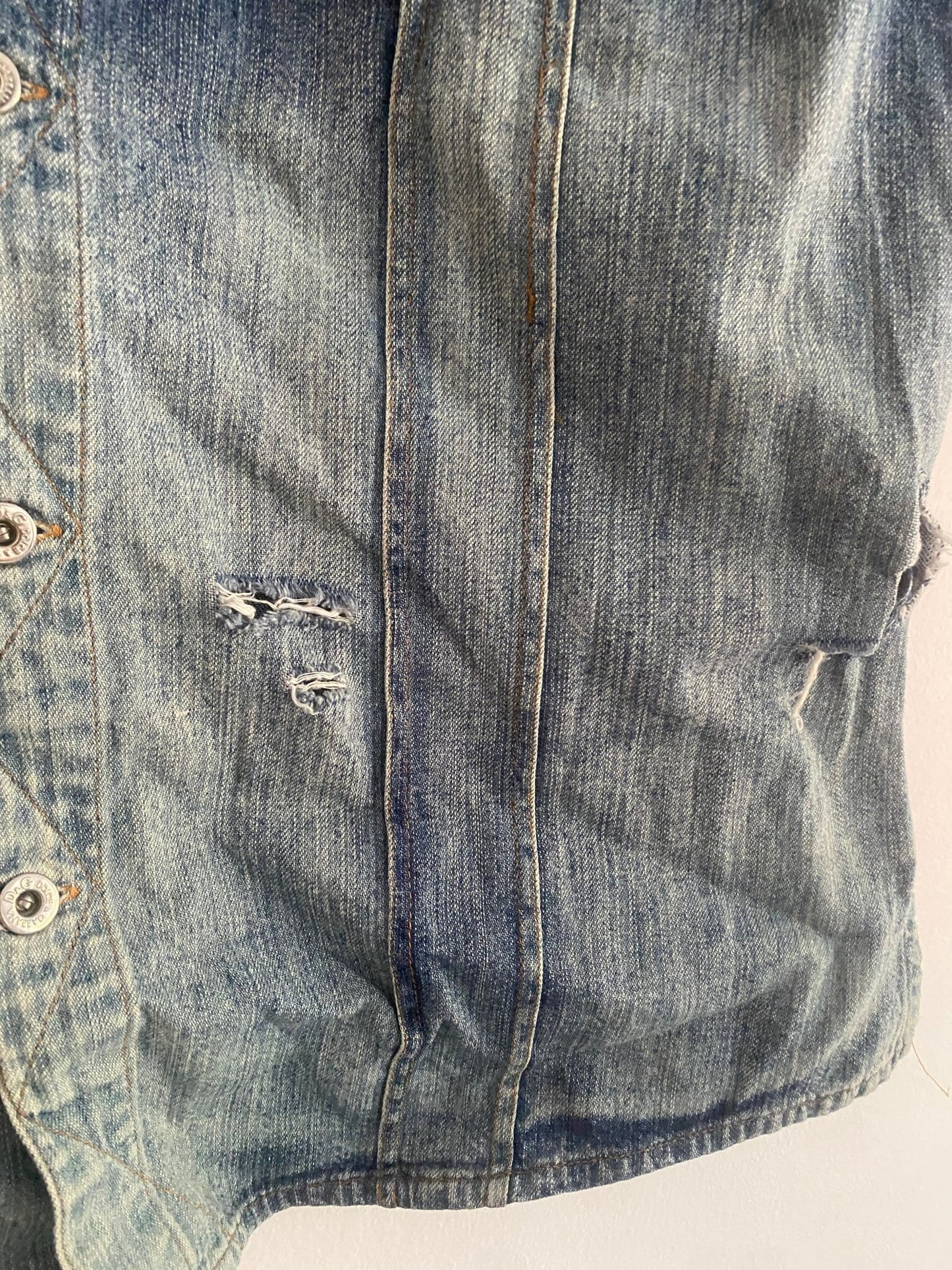Y2K Dolce & Gabbana Distressed Denim Rave Shirt - anbracaminte