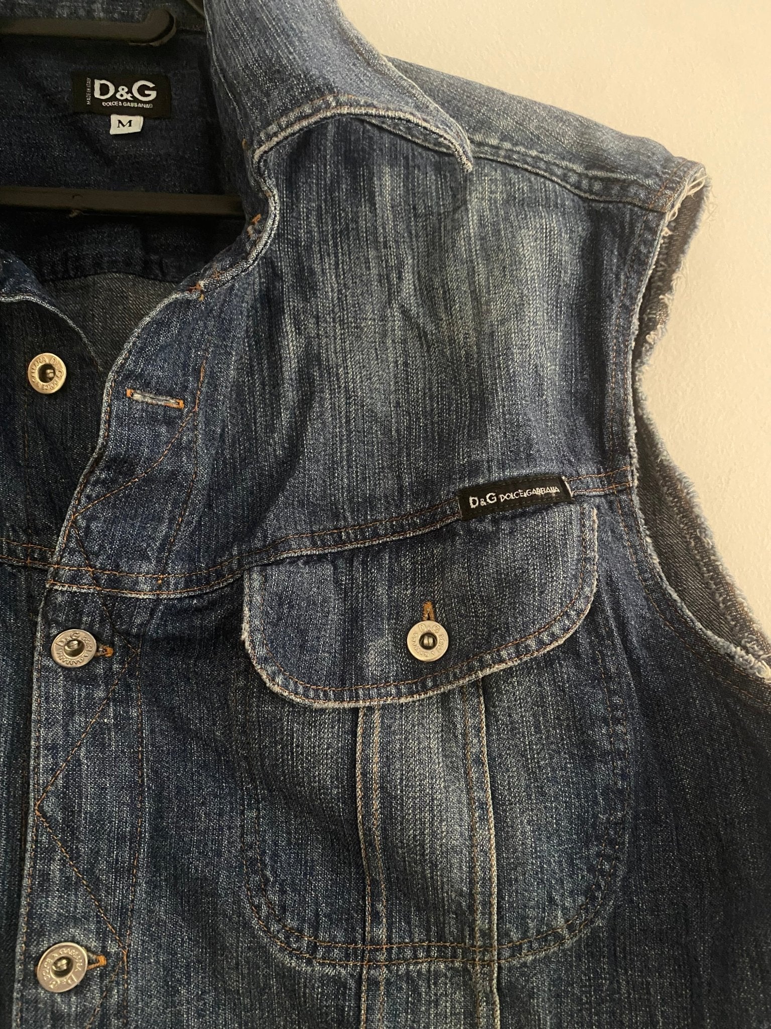 Y2K Dolce & Gabbana Distressed Denim Rave Shirt - anbracaminte