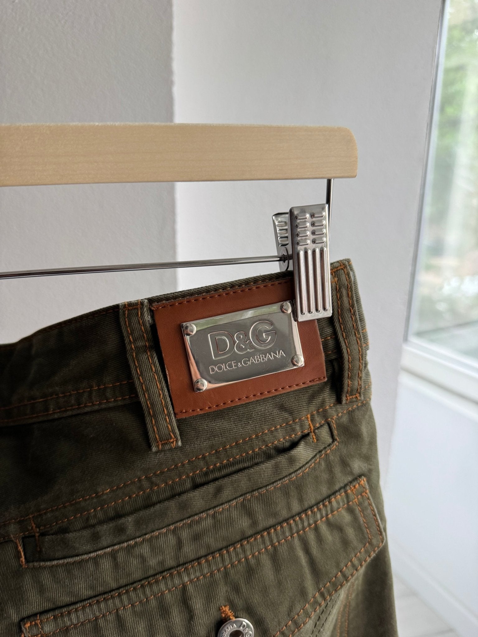 🫒 Y2K Dolce & Gabbana Olive Green Jeans – Straight Fit – US 34 – Made in Italy - anbracaminte