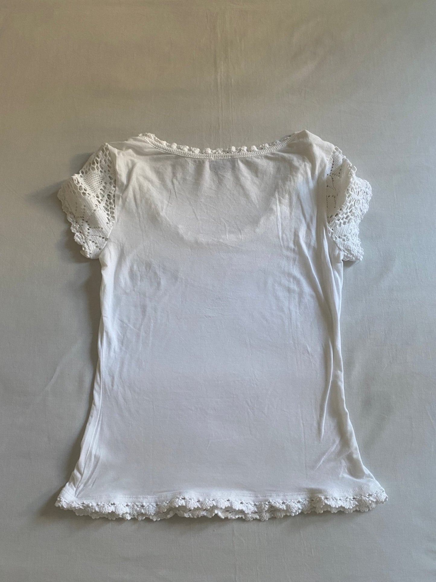 Y2K Dolce & Gabbana White U Neck Crotched Sleeves Top - anbracaminte
