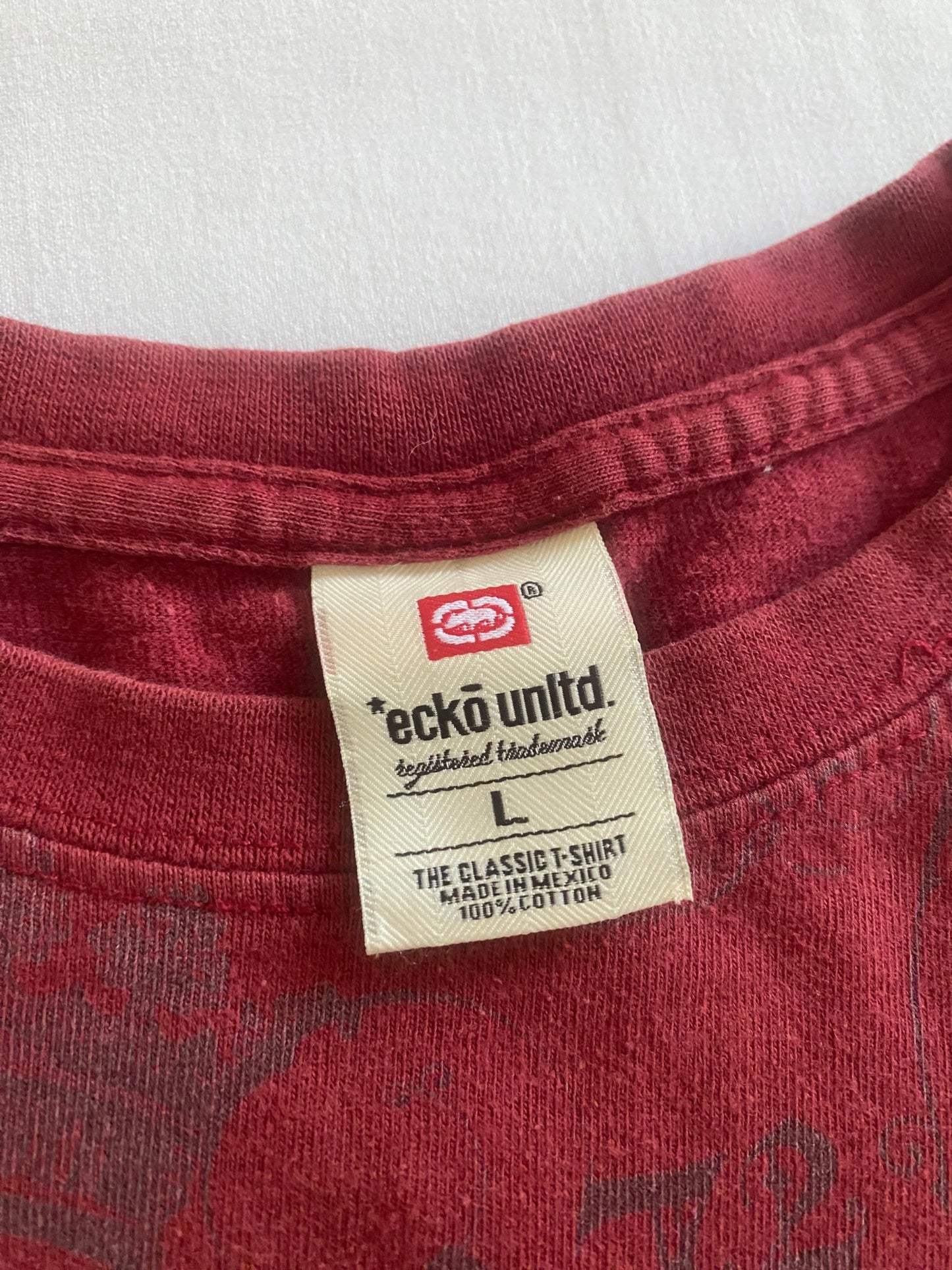 Y2K Ecko Unltd Burgundy Printed Tee - anbracaminte