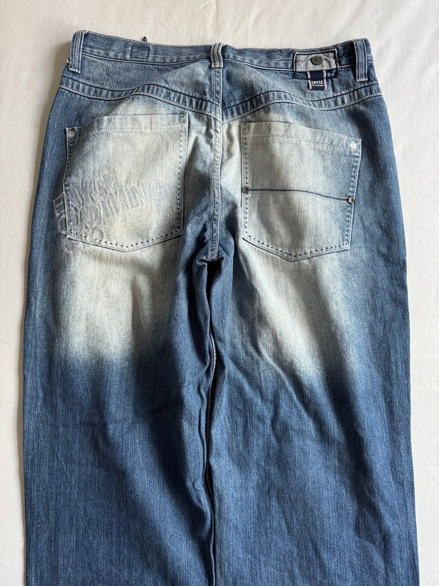 👖 Y2K Enyce Light Wash Baggy Jeans – Embroidered Back Pocket (Size US 34) - anbracaminte