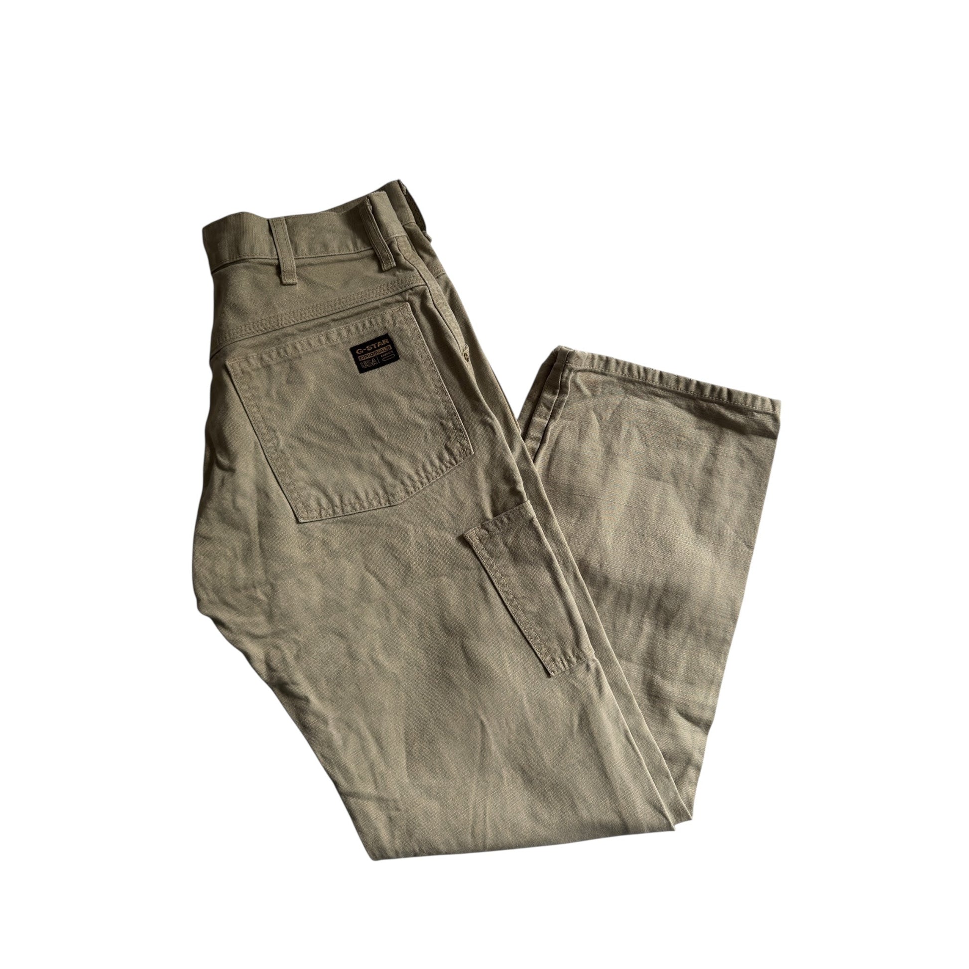 🔨 Y2K G - Star Cream Carpenter Double Knee Trousers – W27 x L30 - anbracaminte
