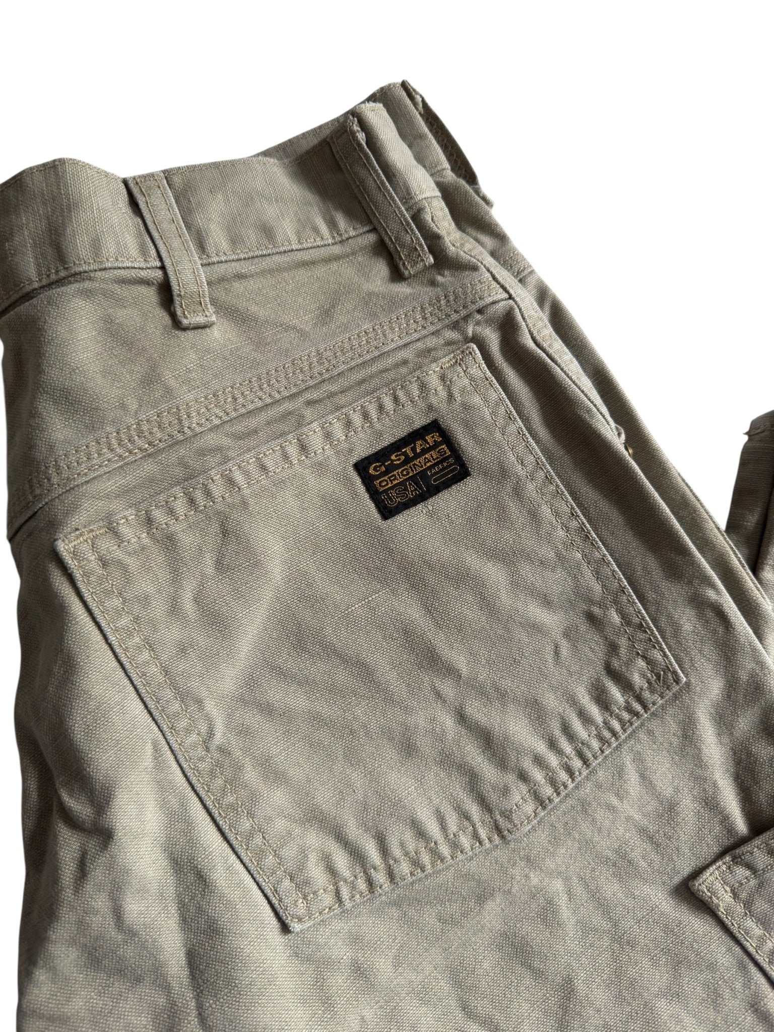 🔨 Y2K G - Star Cream Carpenter Double Knee Trousers – W27 x L30 - anbracaminte